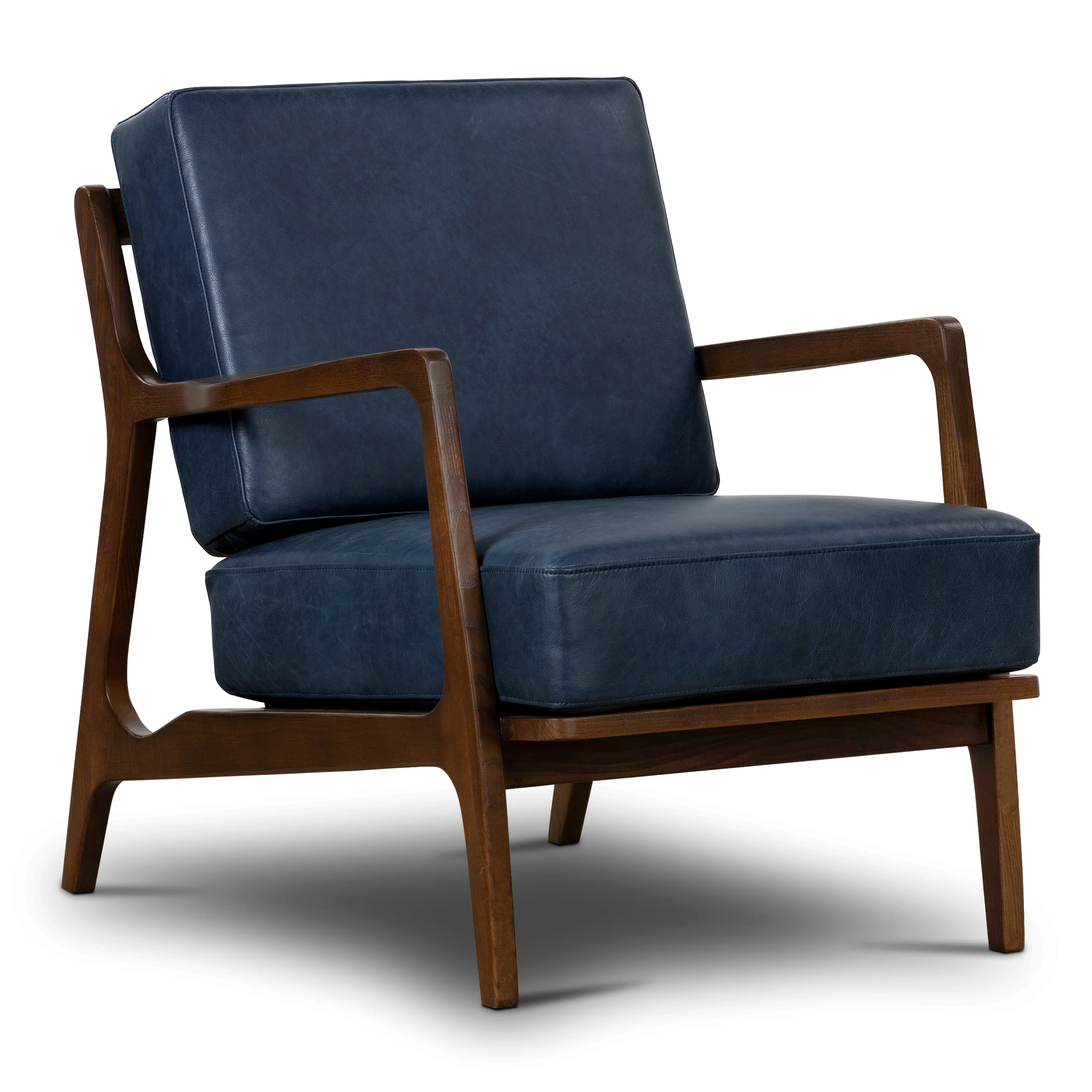 Verity Leather Lounge Chair | Midnight Blue - Image 3