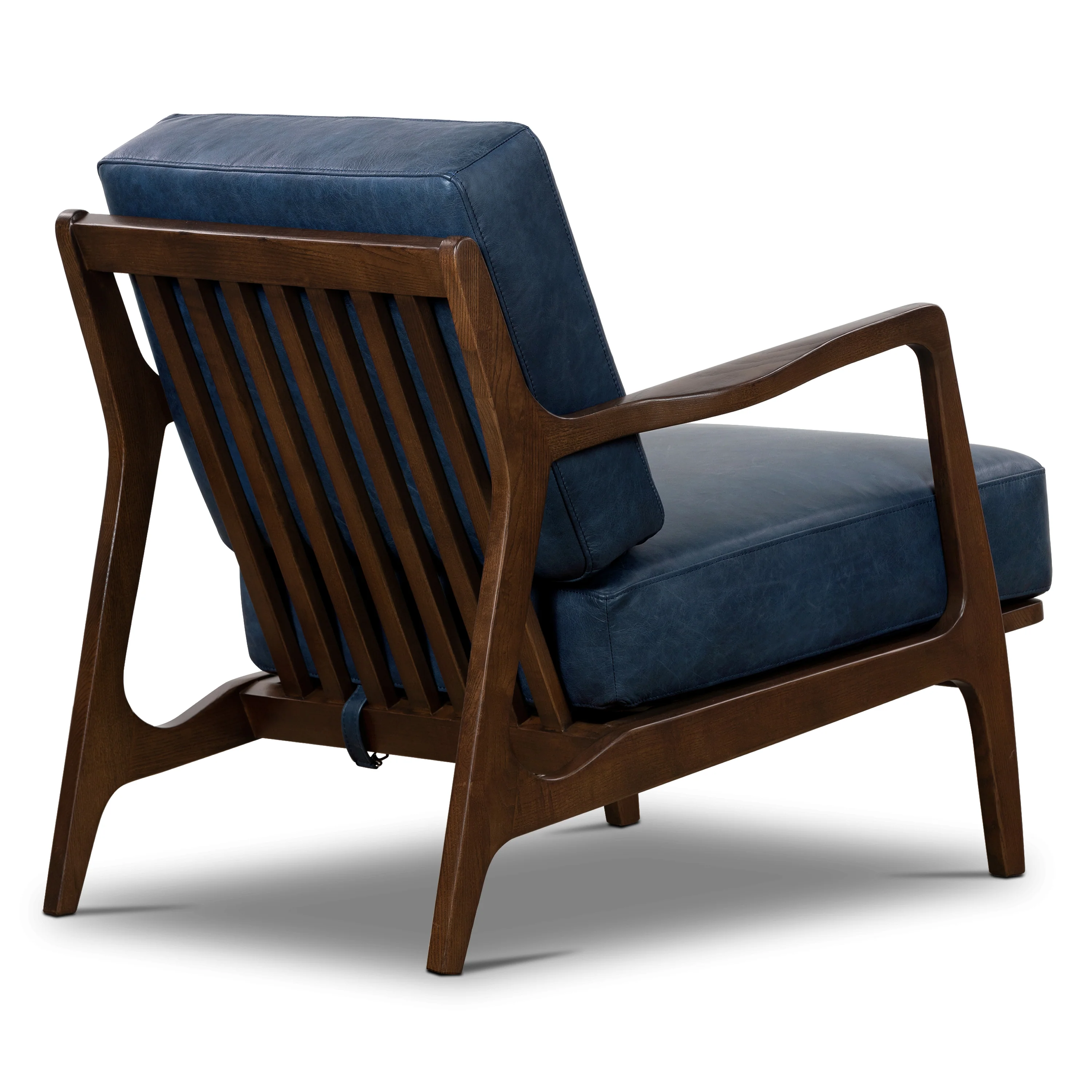 Verity Leather Lounge Chair | Midnight Blue - Image 4