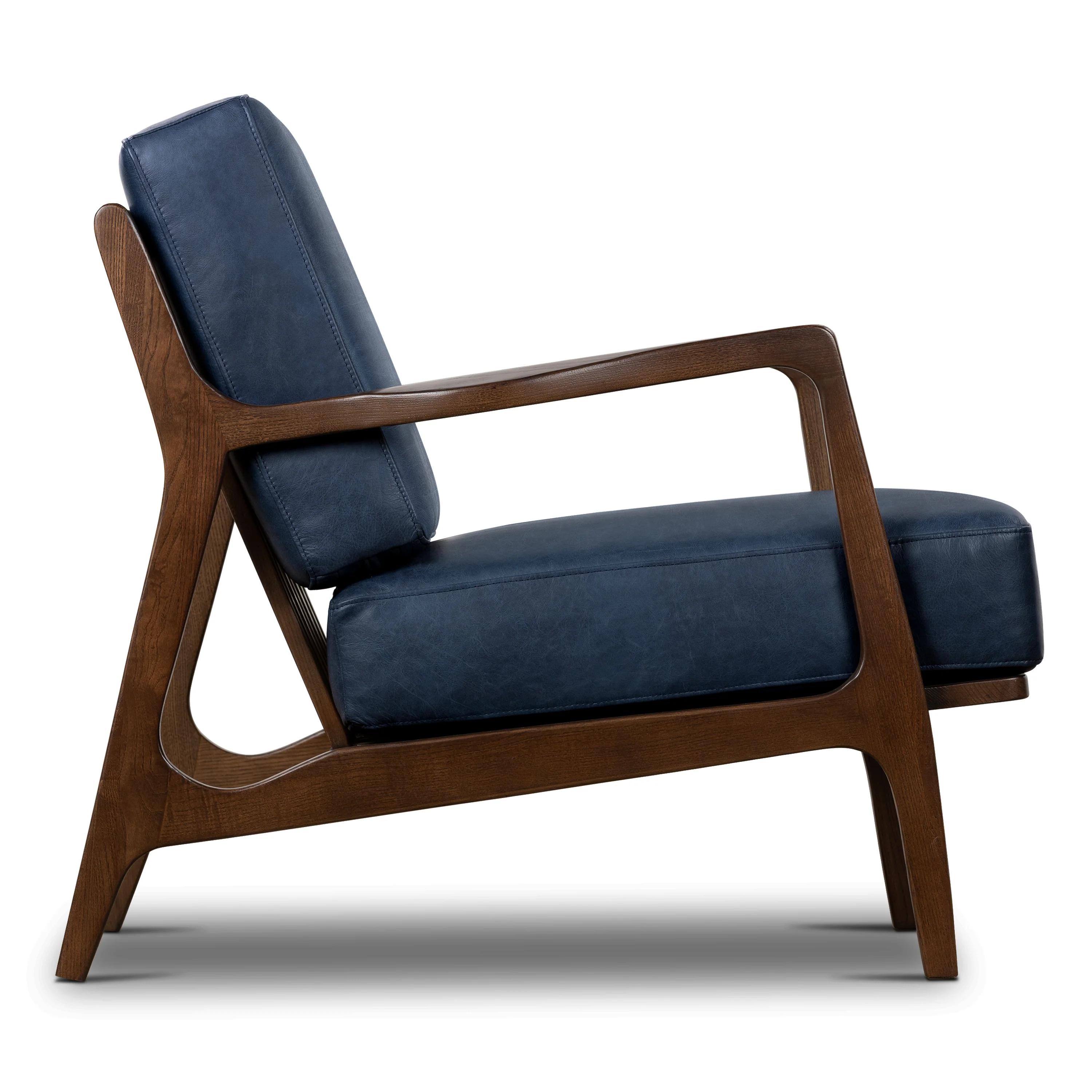 Verity Leather Lounge Chair | Midnight Blue - Image 5