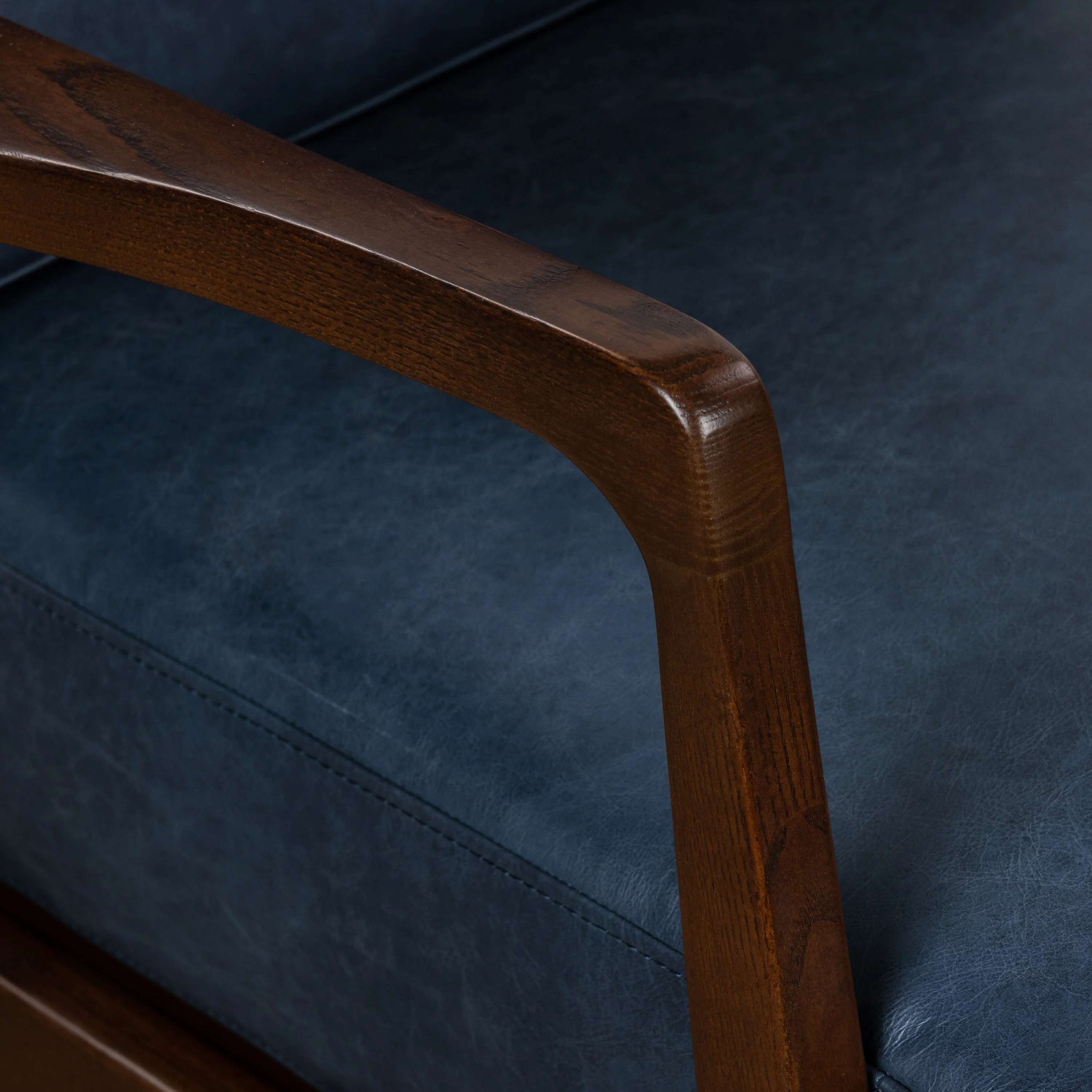 Verity Leather Lounge Chair | Midnight Blue - Image 7