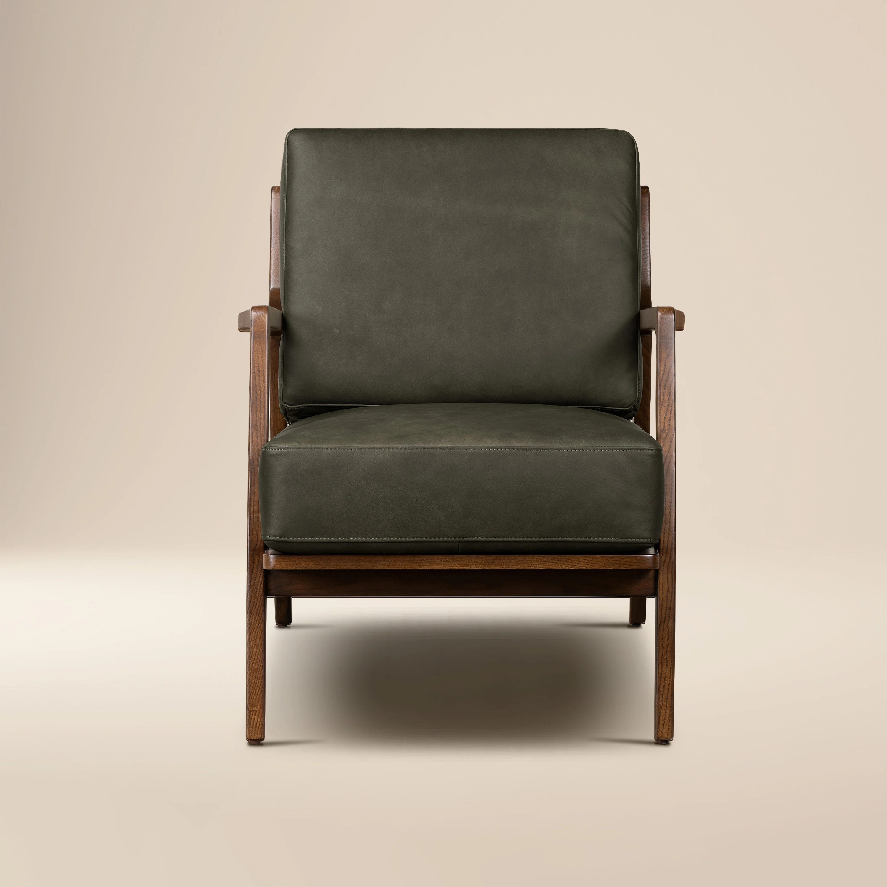 Verity Leather Lounge Chair | Olivine Green