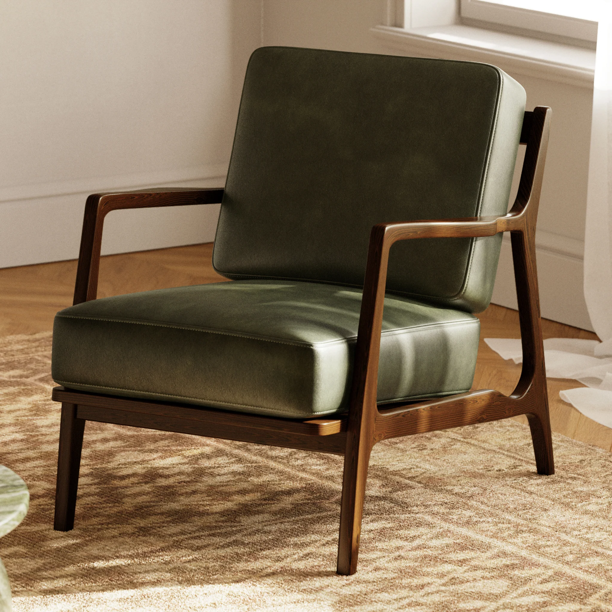 Verity Leather Lounge Chair | Olivine Green - Image 2