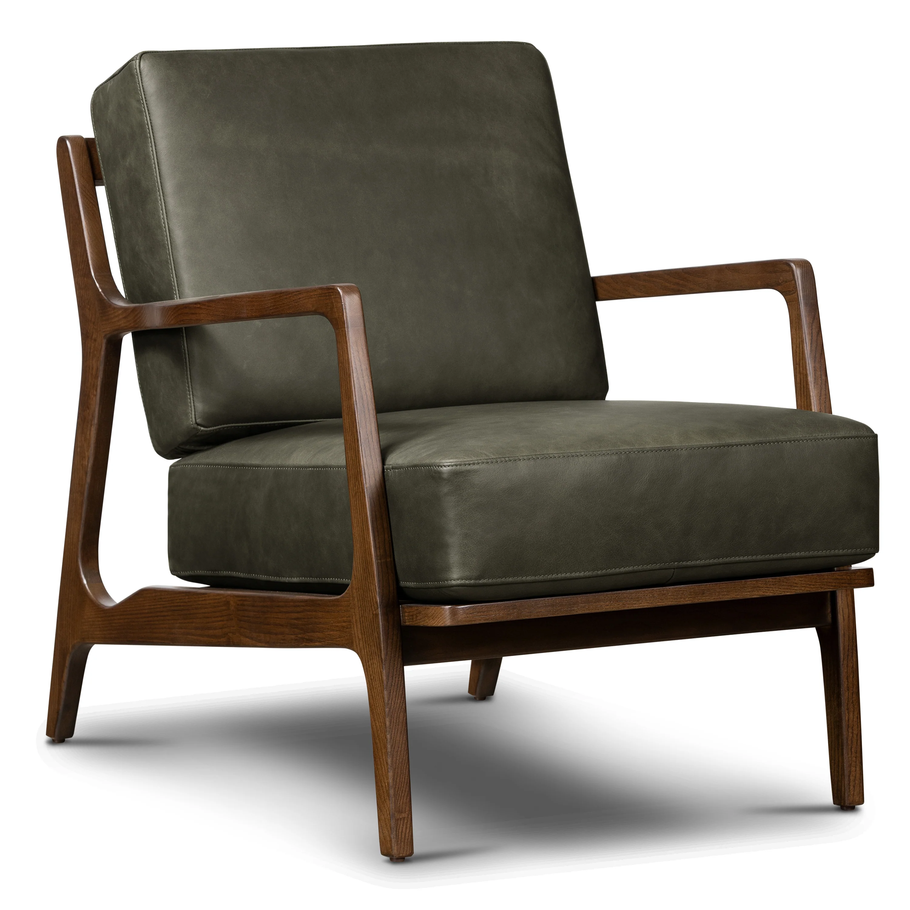 Verity Leather Lounge Chair | Olivine Green - Image 5