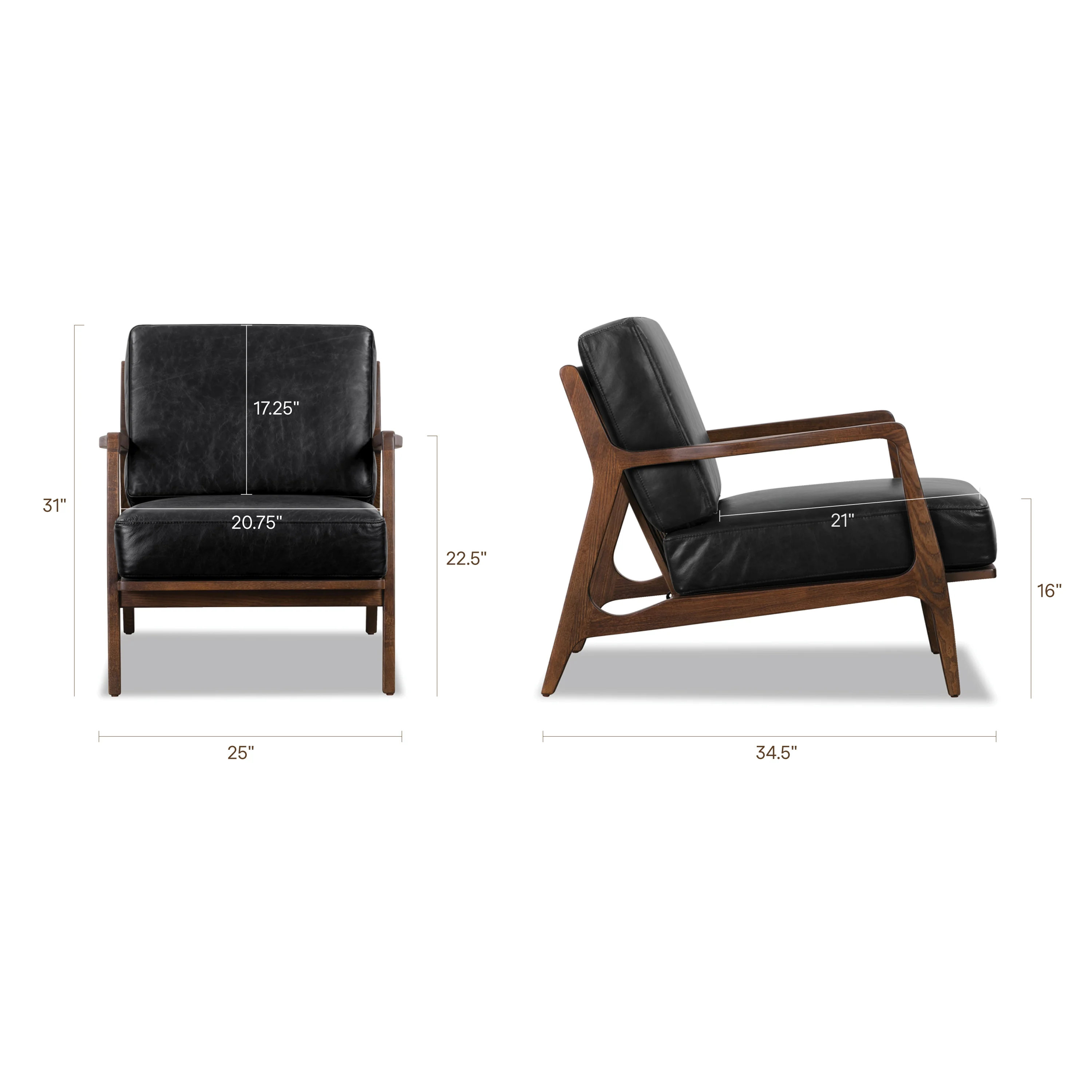 Verity Leather Lounge Chair | Onyx Black - Image 11