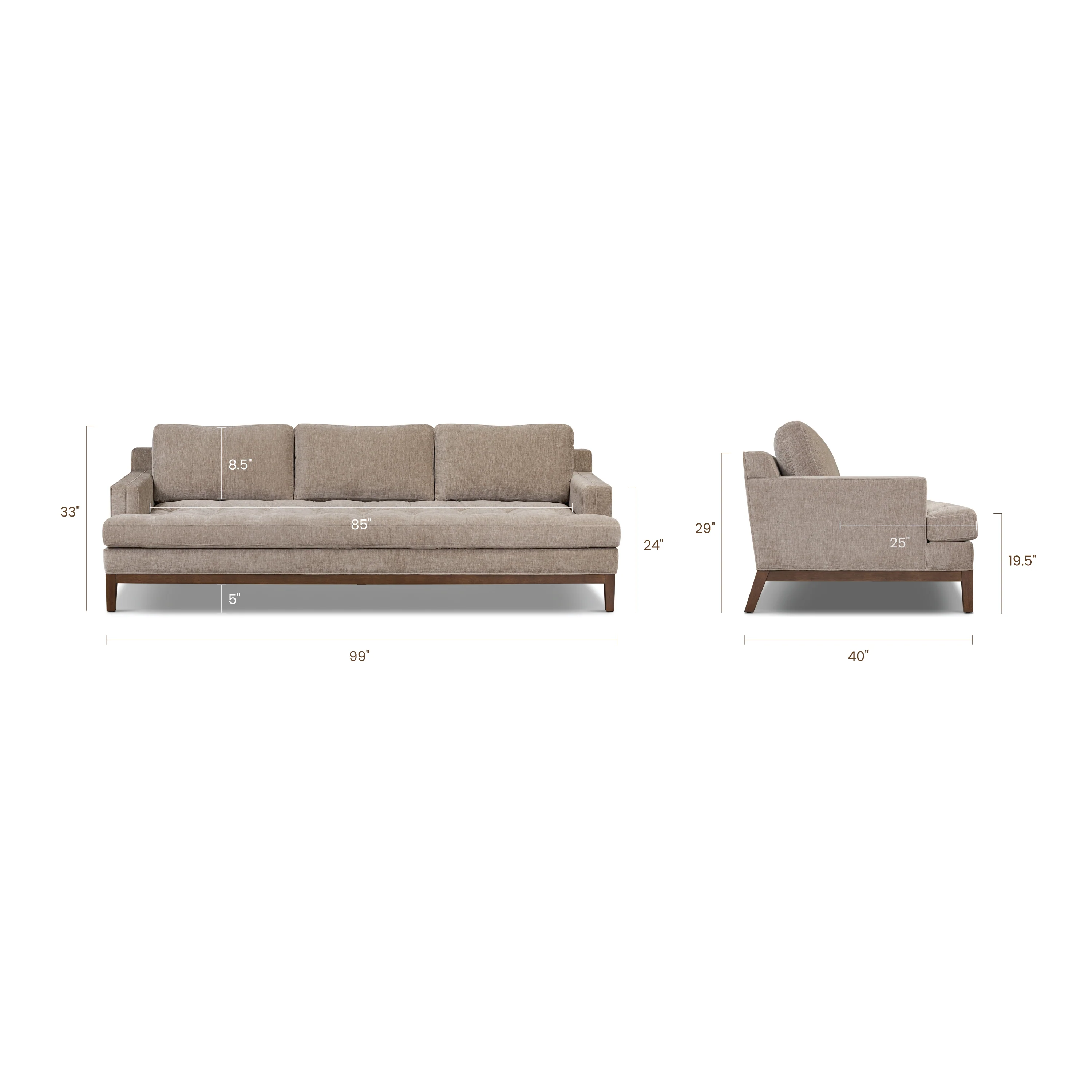Vernon 99" Sofa | Taupe Brown - Image 14