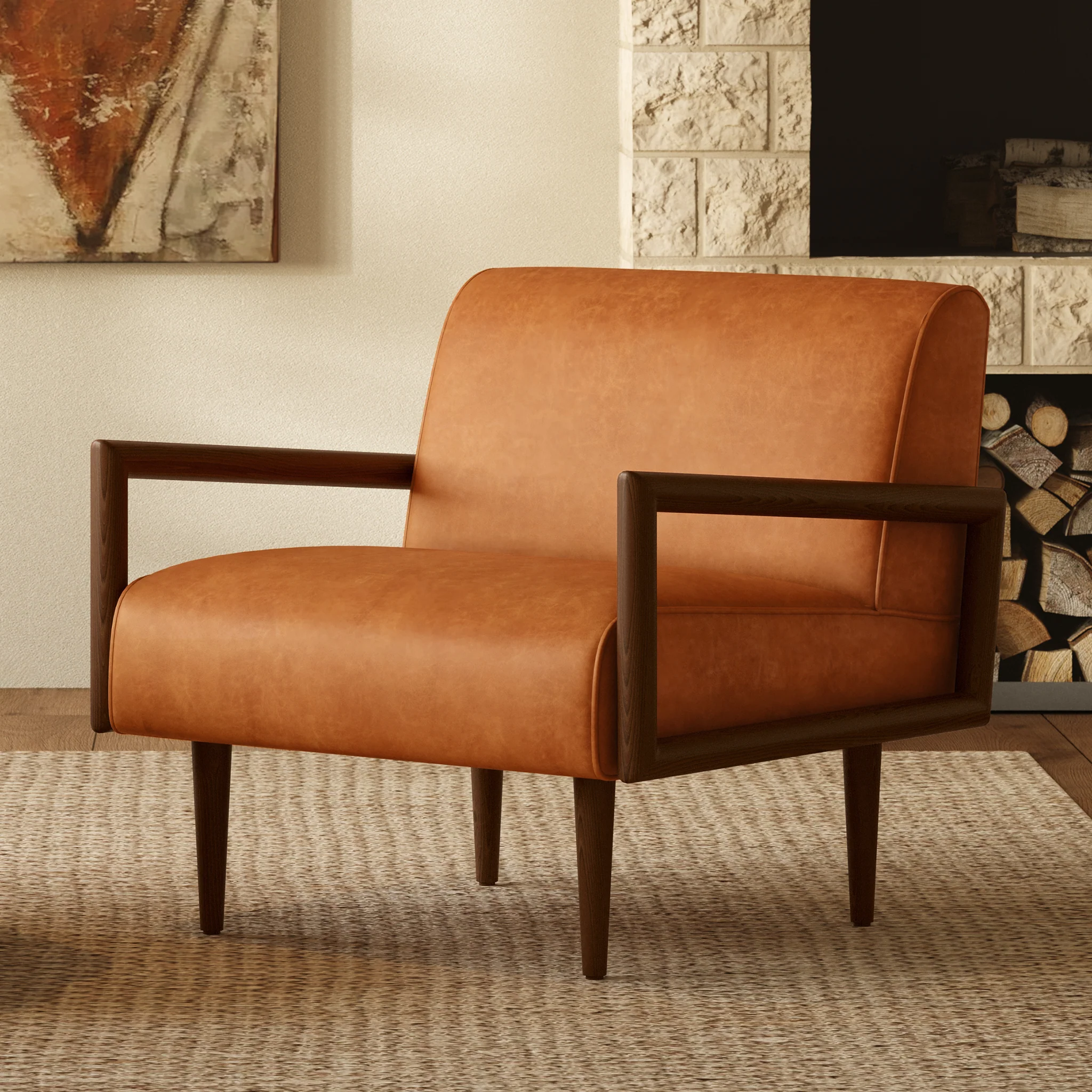 Viborg Leather Lounge Chair | Cognac Tan - Image 2
