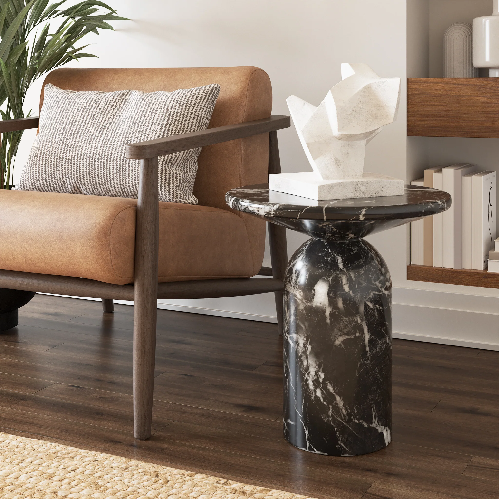 Wels End Table | Black Marble - Image 2