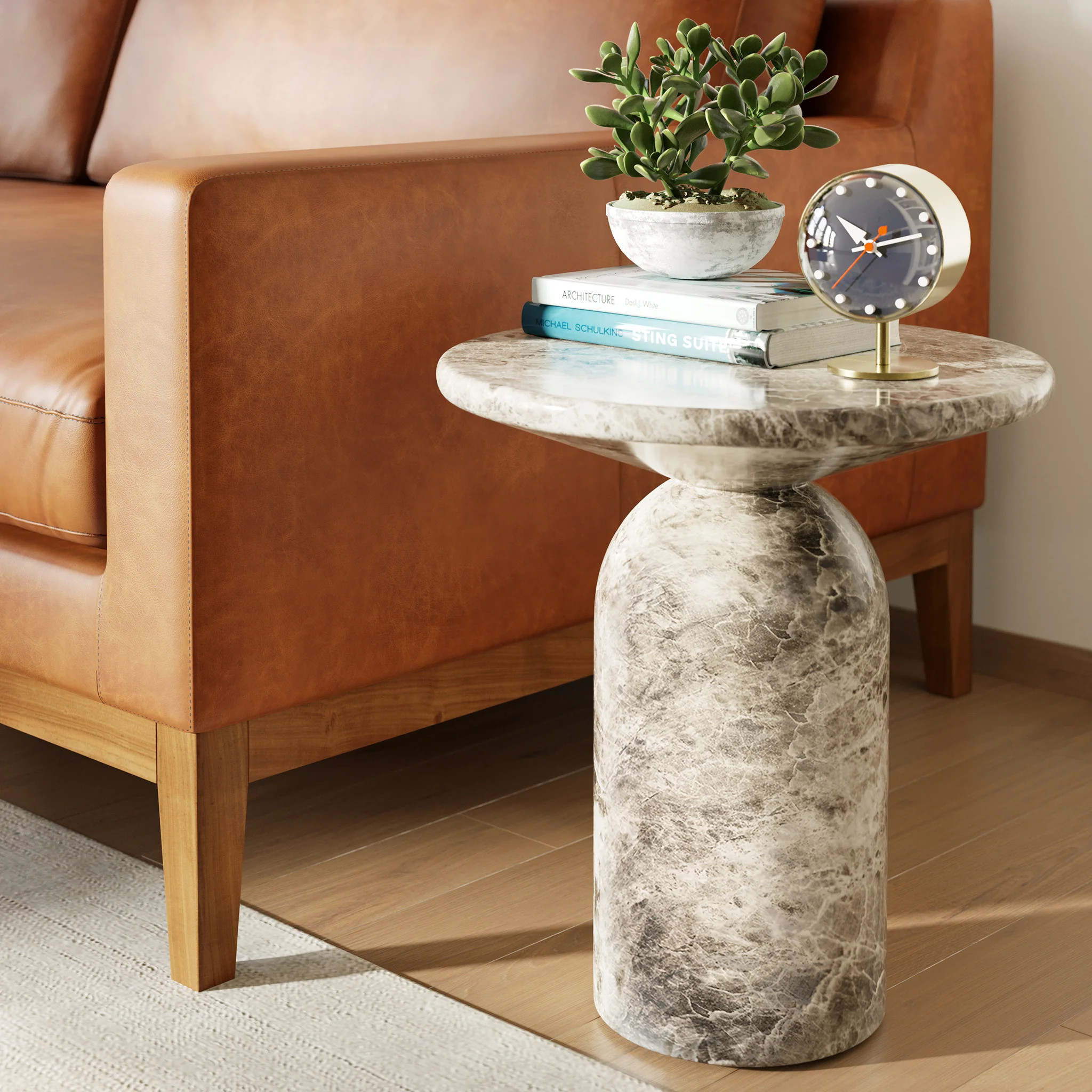 Wels End Table | Grey Marble - Image 2