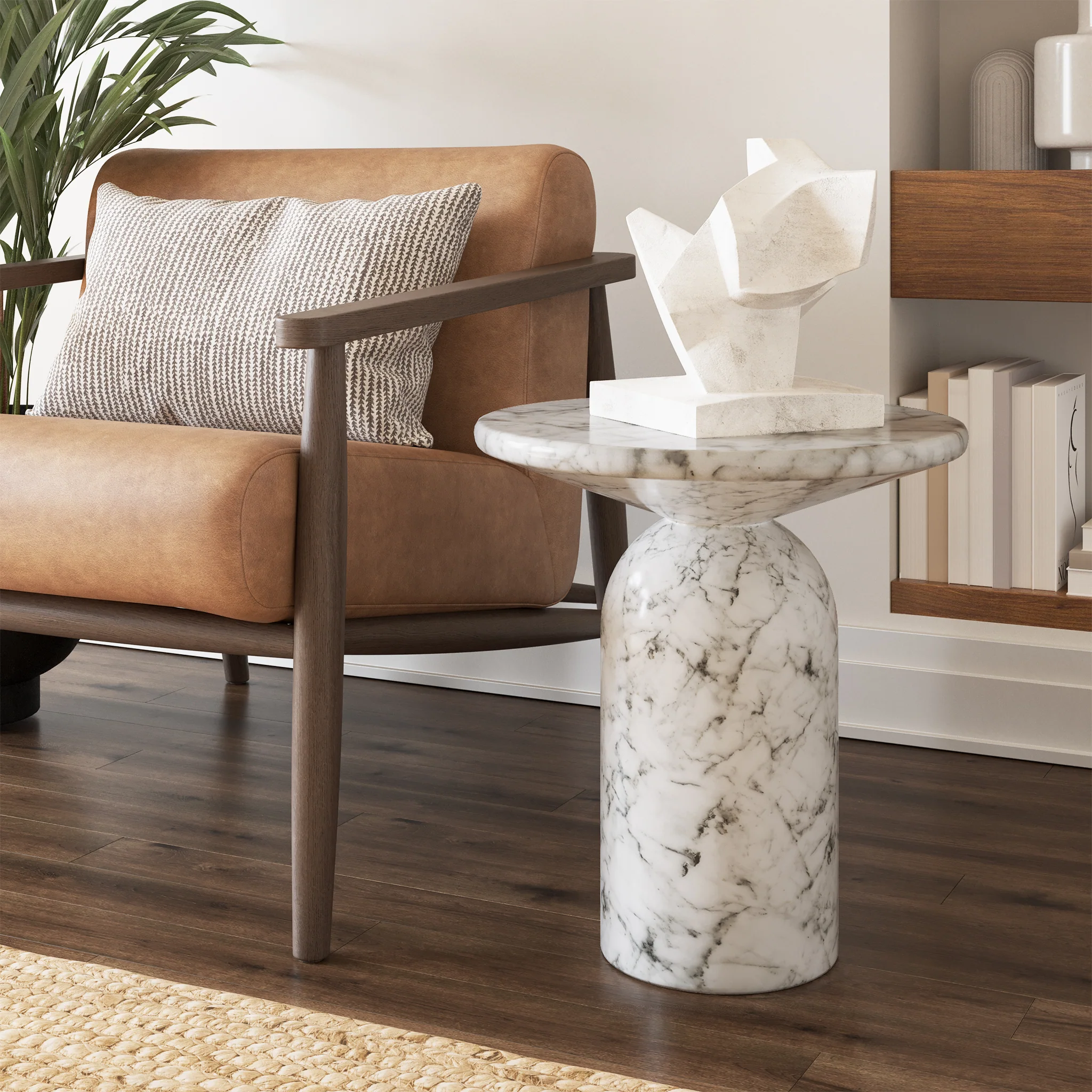 Wels End Table | White Marble - Image 2