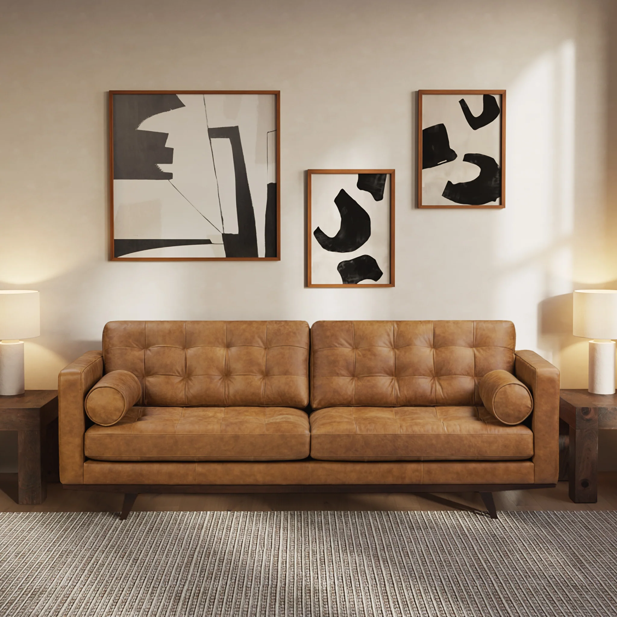 York 89" Leather Sofa | Russet Tan - Image 2