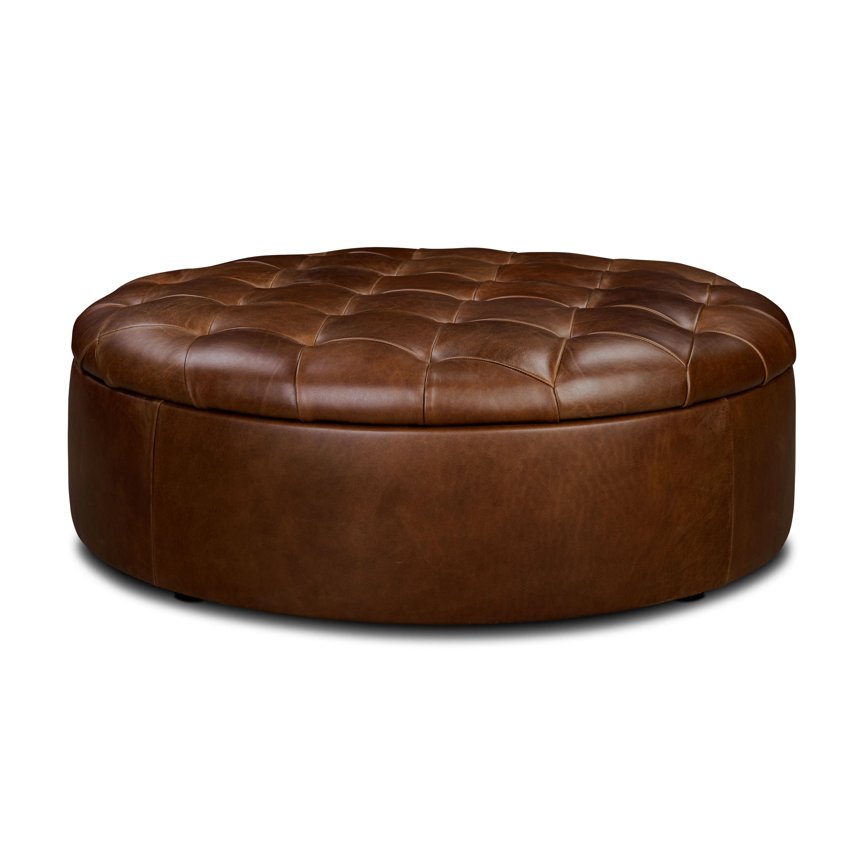 Zahra Leather Storage Ottoman | Oscuro Brown - Image 2