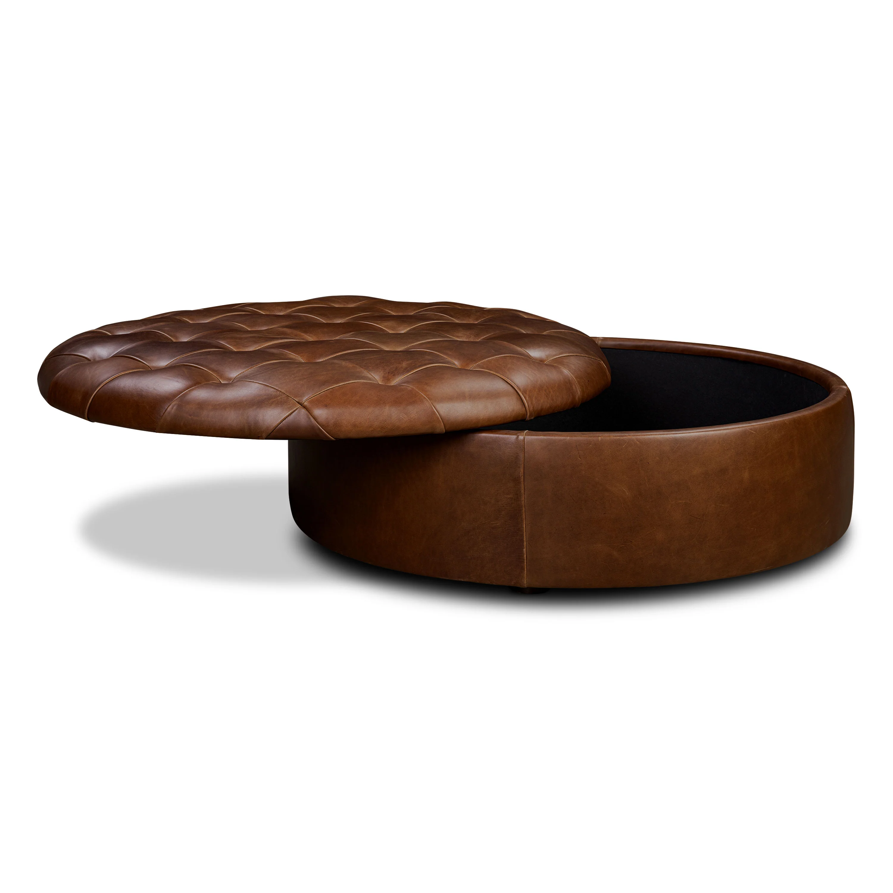 Zahra Leather Storage Ottoman | Oscuro Brown - Image 4