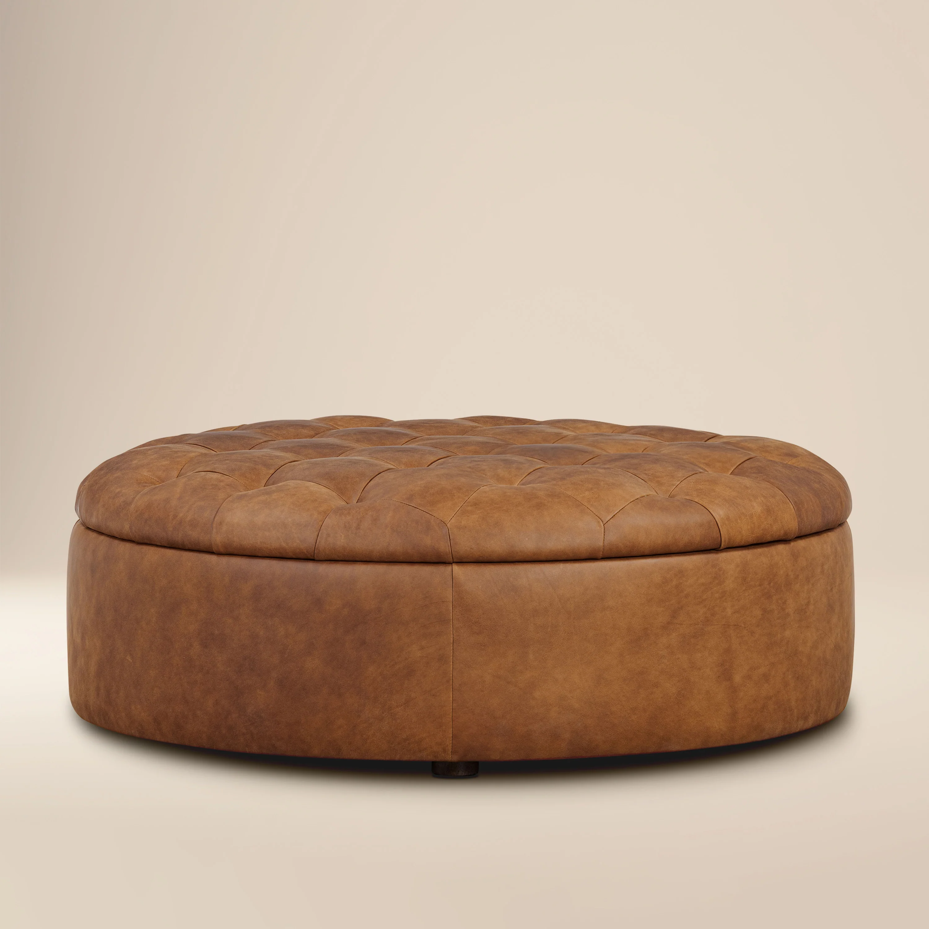 Zahra Leather Storage Ottoman | Russet Tan