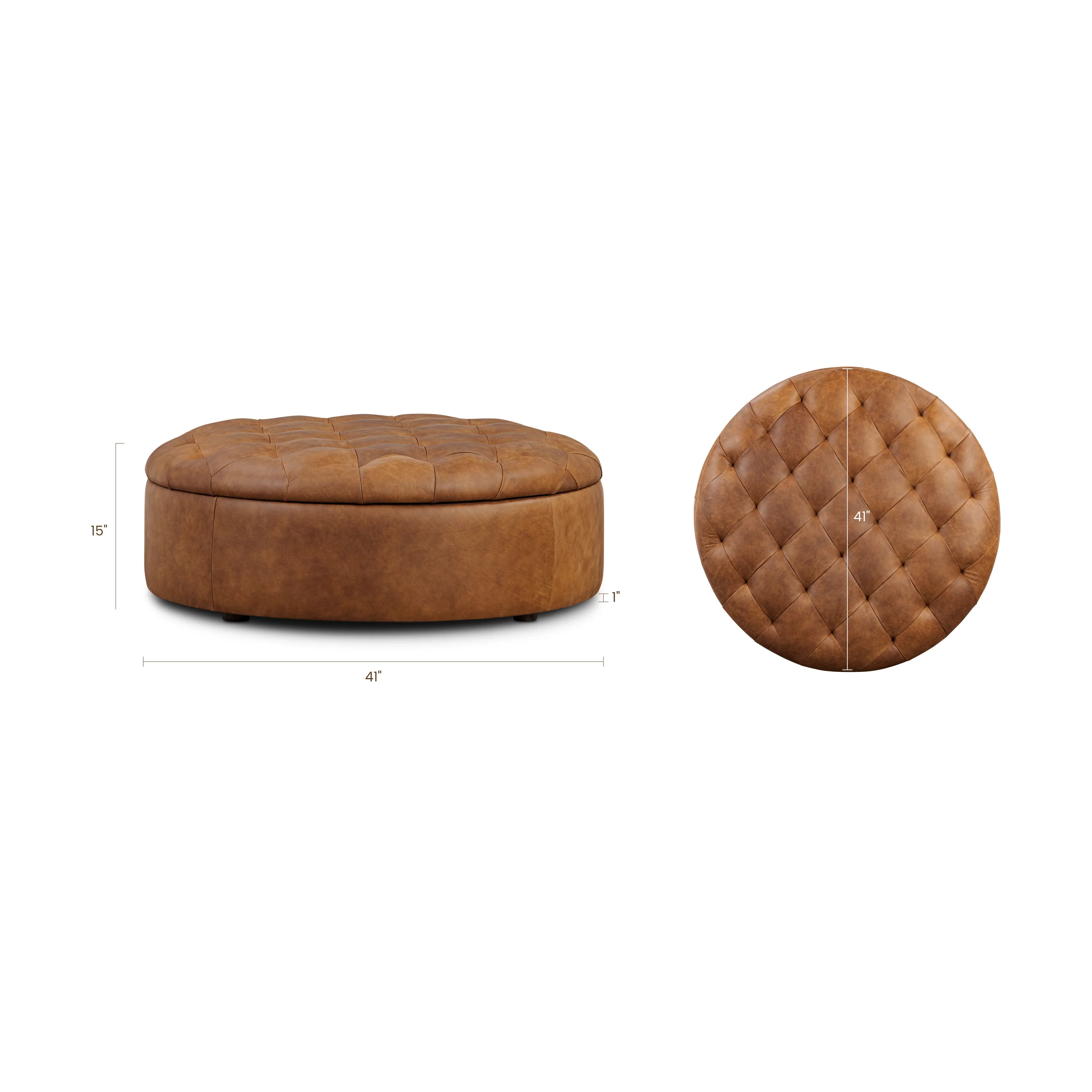 Zahra Leather Storage Ottoman | Russet Tan - Image 13