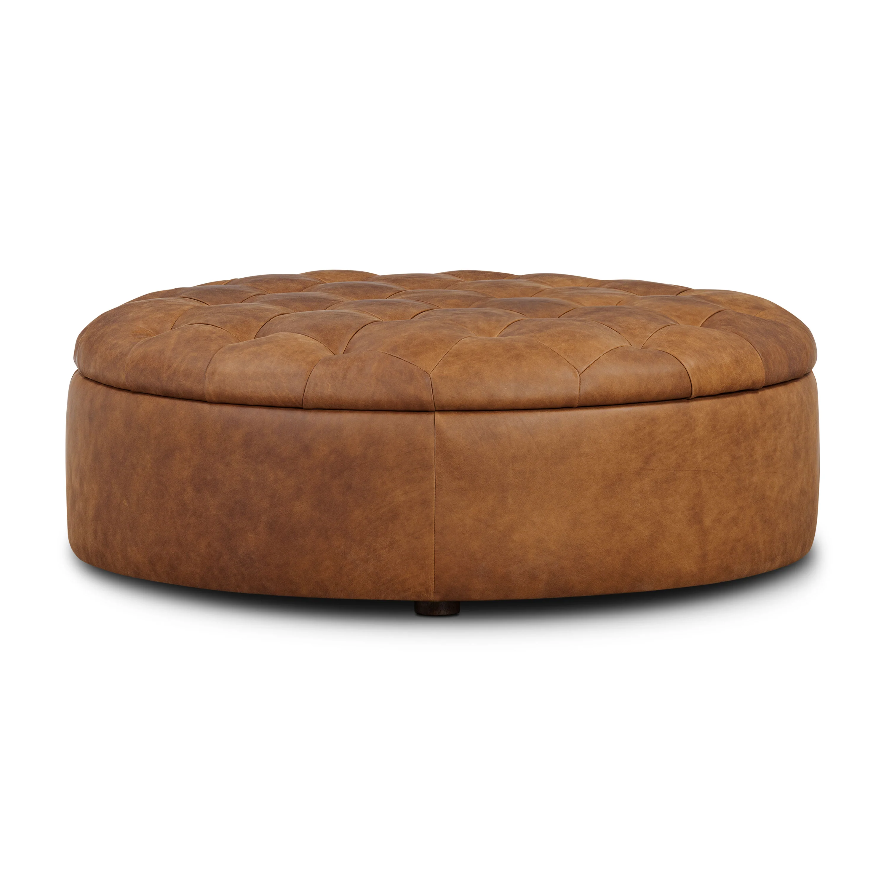 Zahra Leather Storage Ottoman | Russet Tan - Image 3