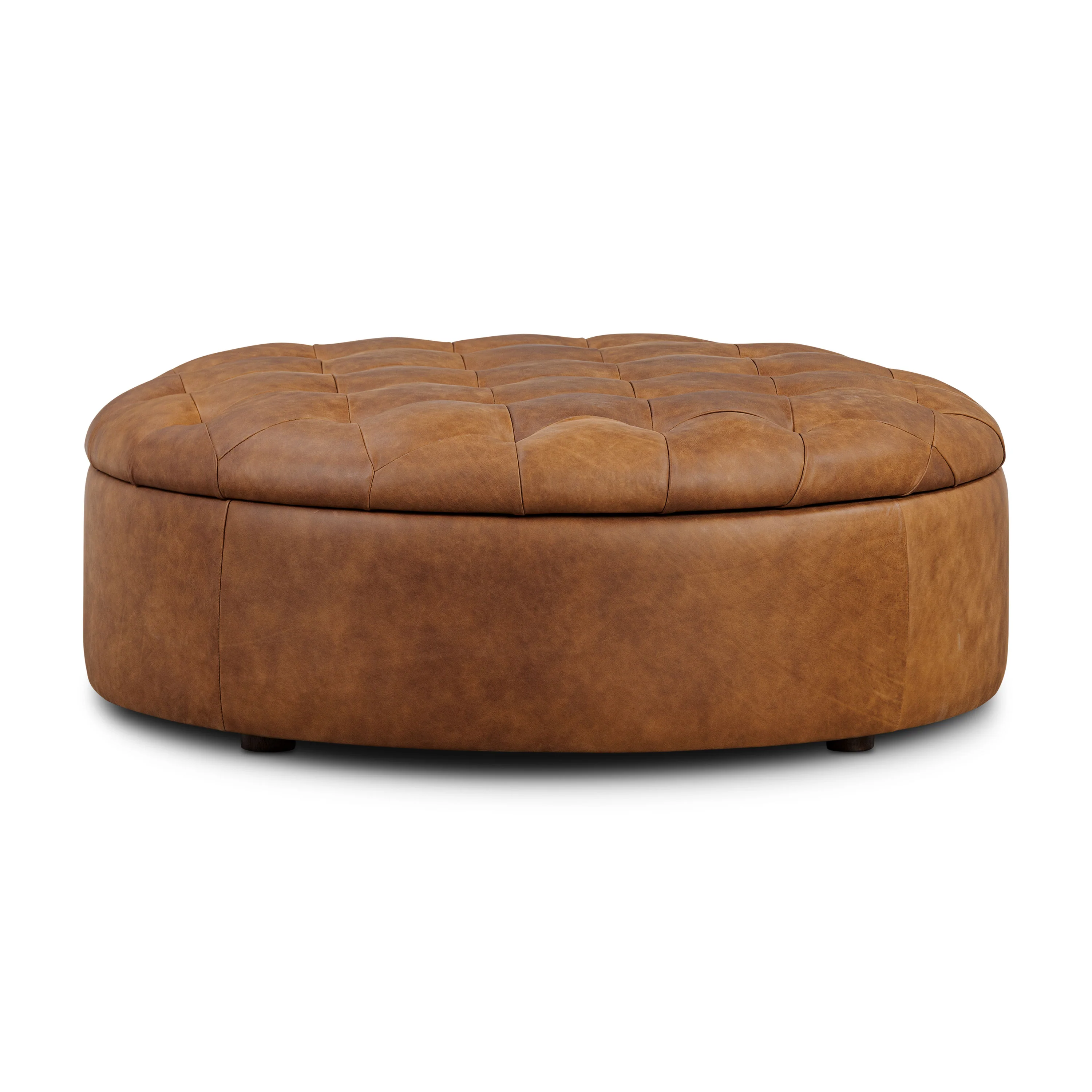 Zahra Leather Storage Ottoman | Russet Tan - Image 4