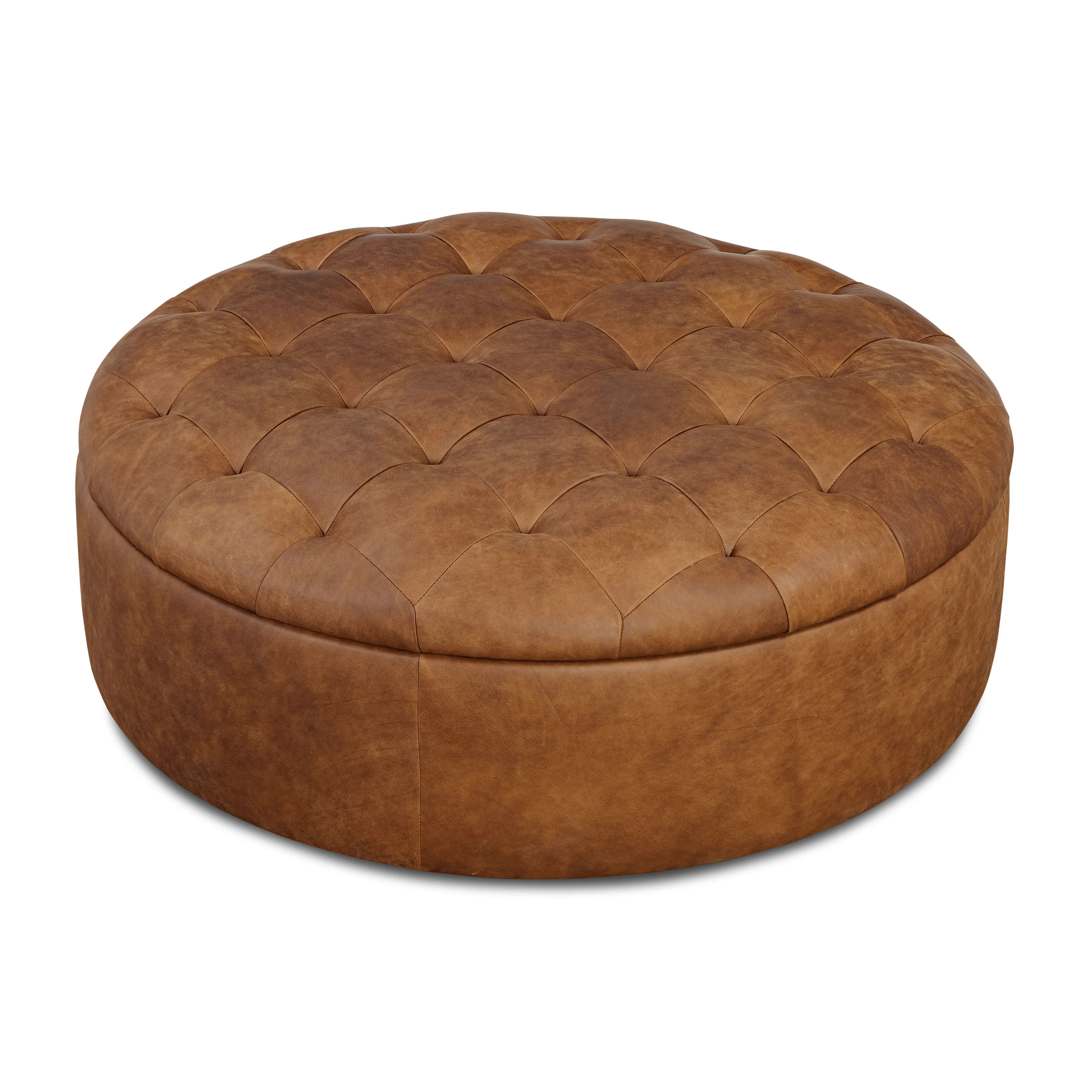 Zahra Leather Storage Ottoman | Russet Tan - Image 5