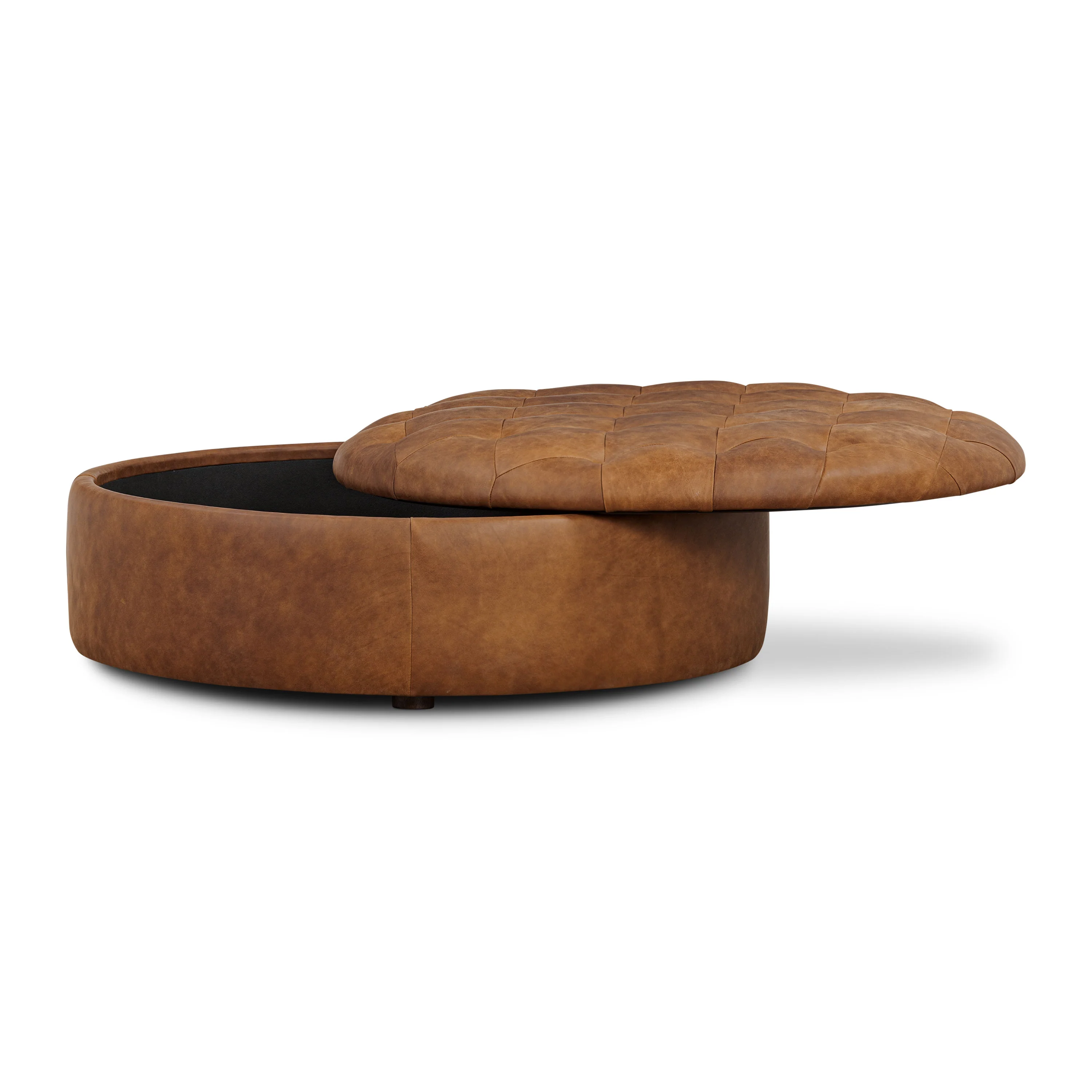 Zahra Leather Storage Ottoman | Russet Tan - Image 6