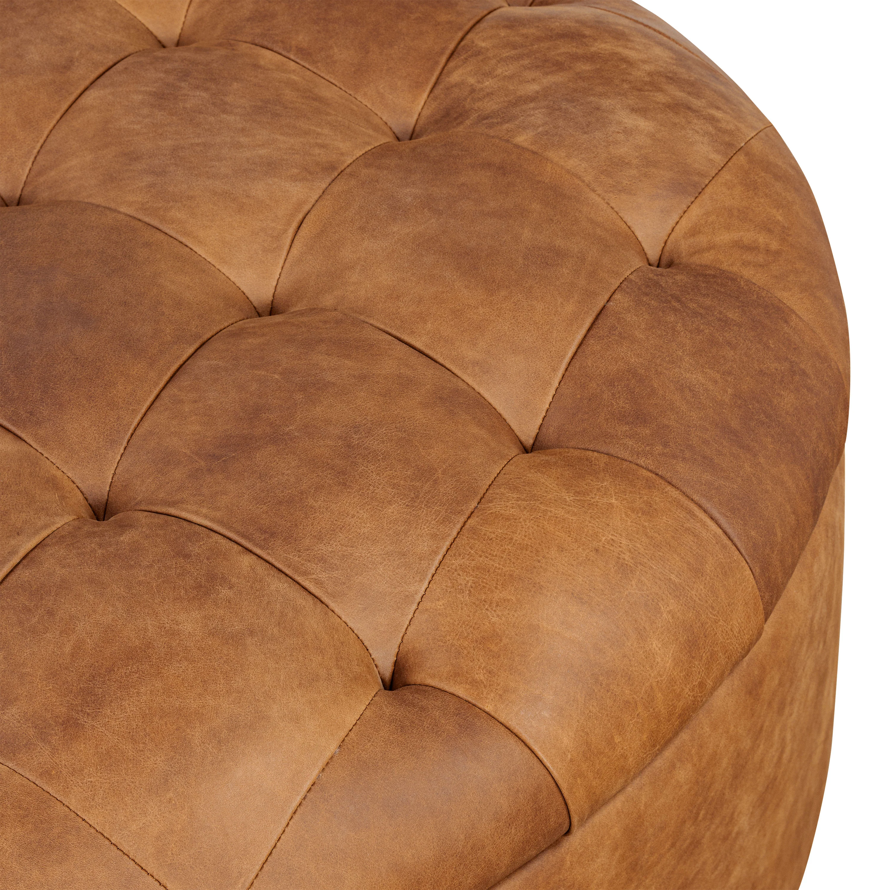 Zahra Leather Storage Ottoman | Russet Tan - Image 9