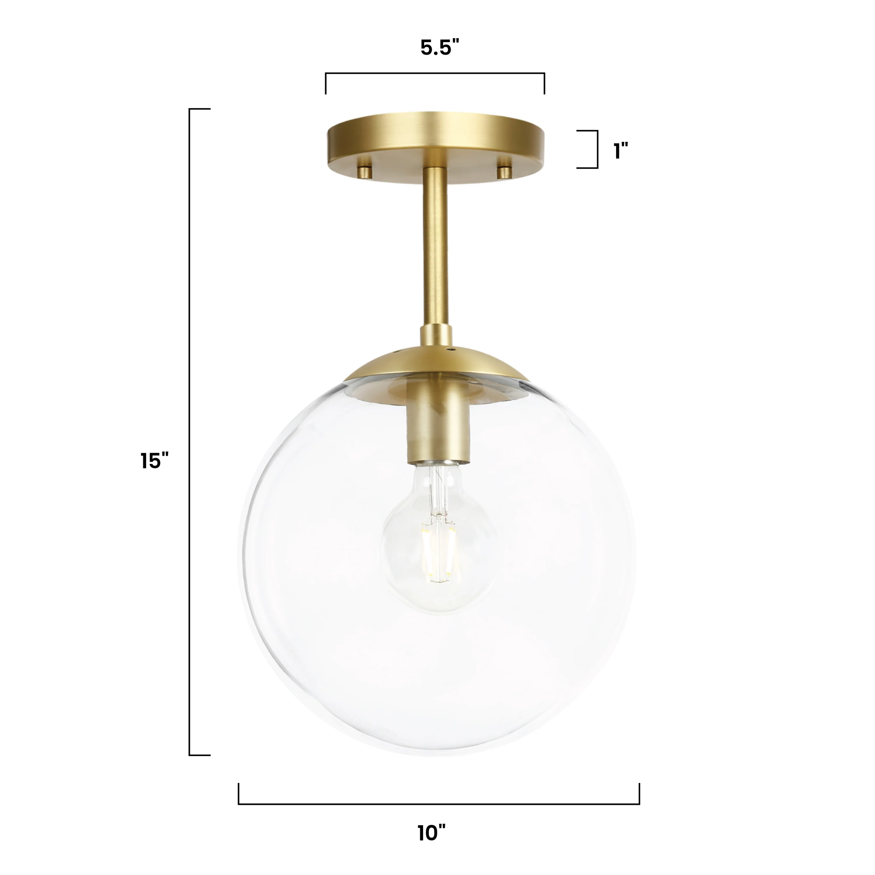 Zeno Globe Ceiling Light | Brass/Clear - Image 15