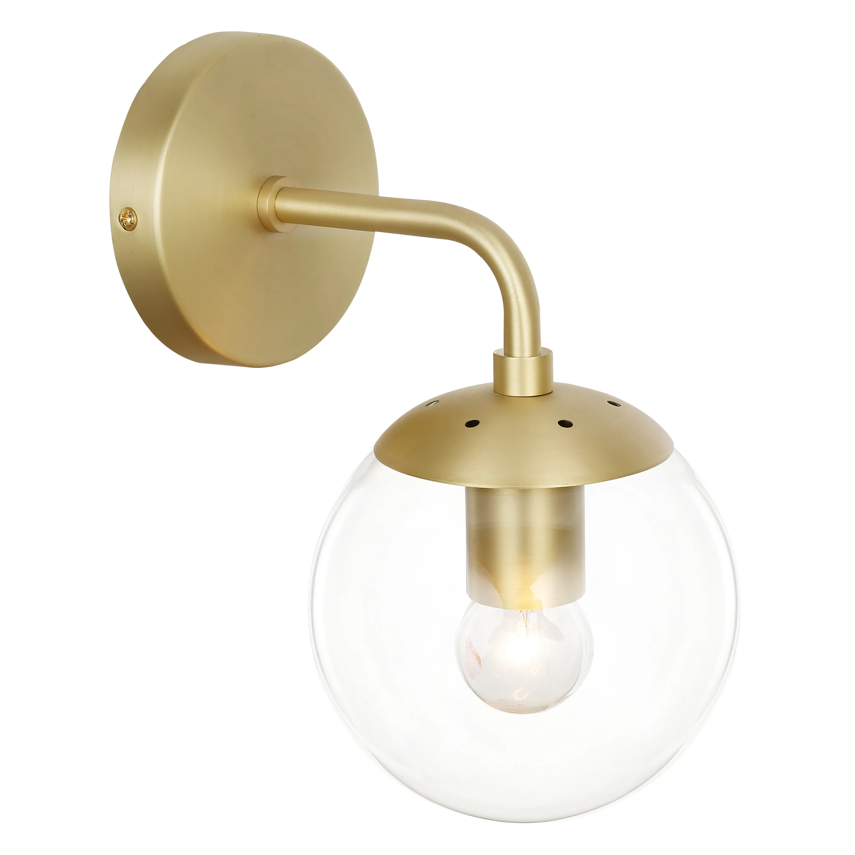 Zeno Globe Wall Sconce | Brushed Brass/Clear - Image 10