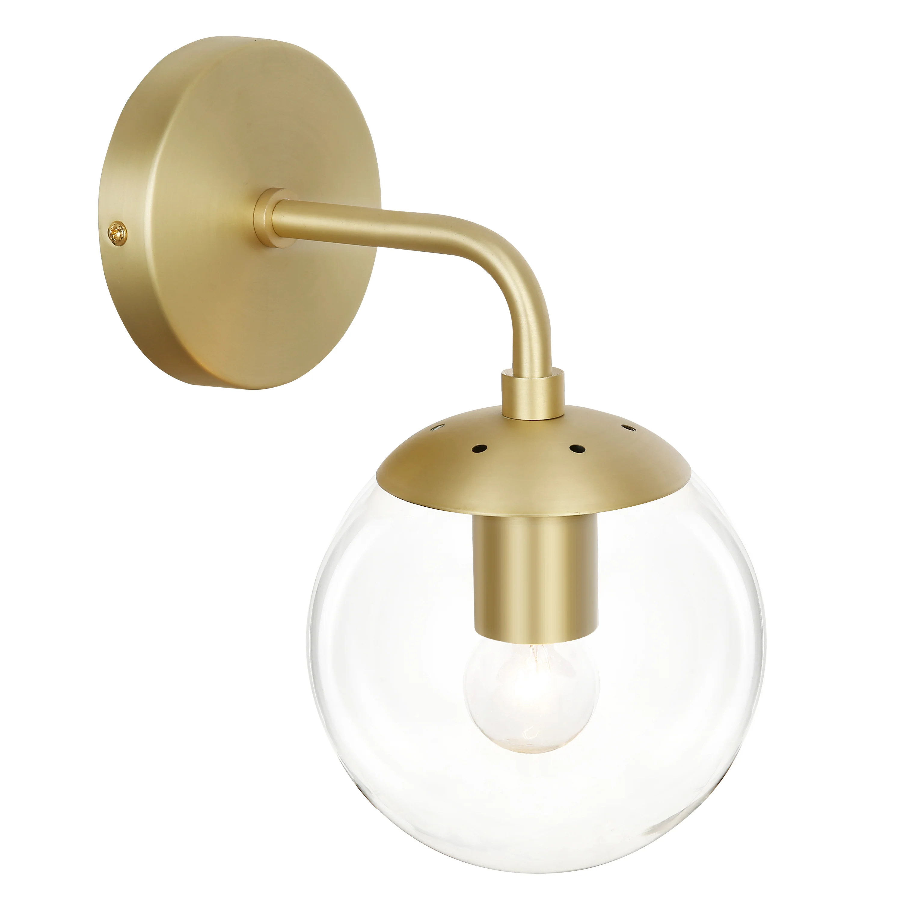 Zeno Globe Wall Sconce | Brushed Brass/Clear - Image 11