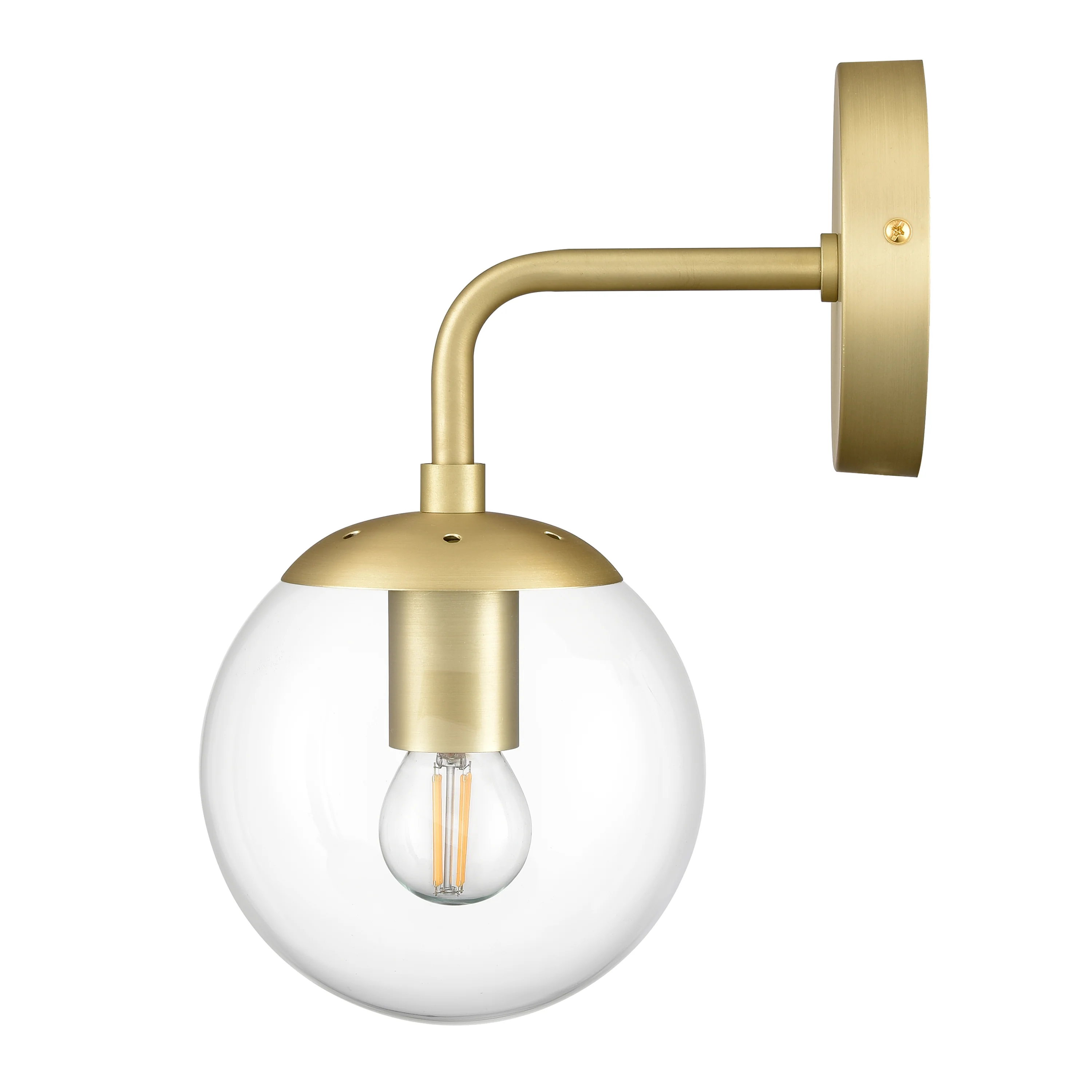 Zeno Globe Wall Sconce | Brushed Brass/Clear - Image 12
