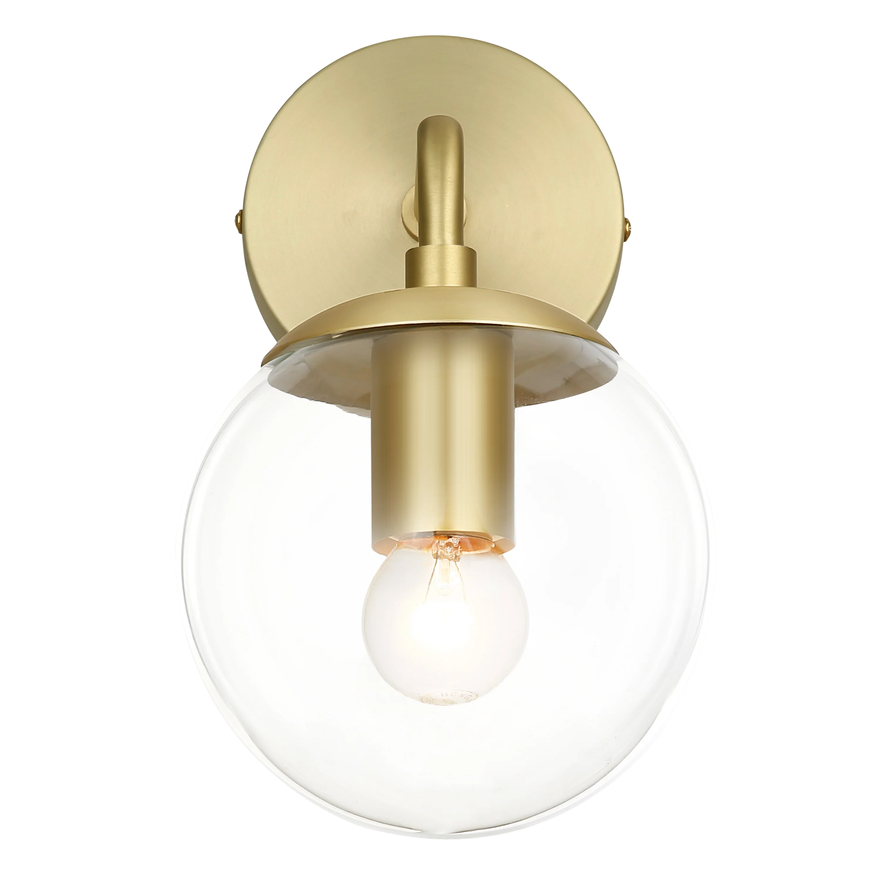 Zeno Globe Wall Sconce | Brushed Brass/Clear - Image 13