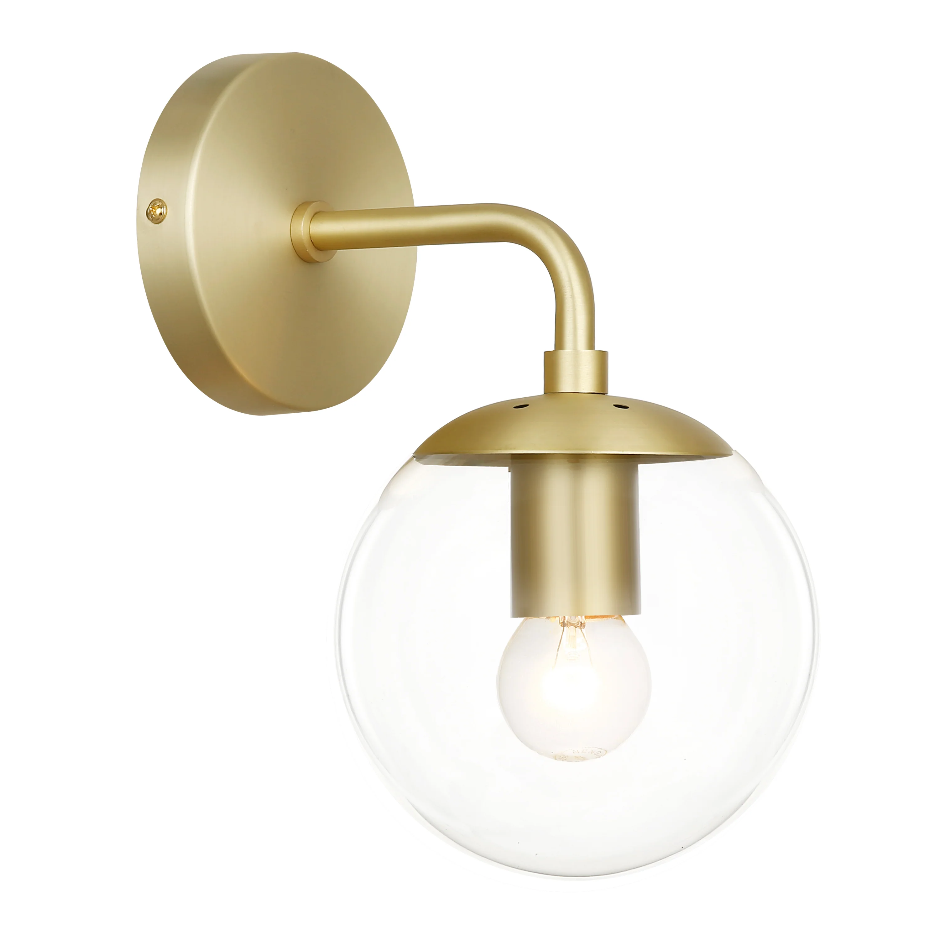 Zeno Globe Wall Sconce | Brushed Brass/Clear - Image 14