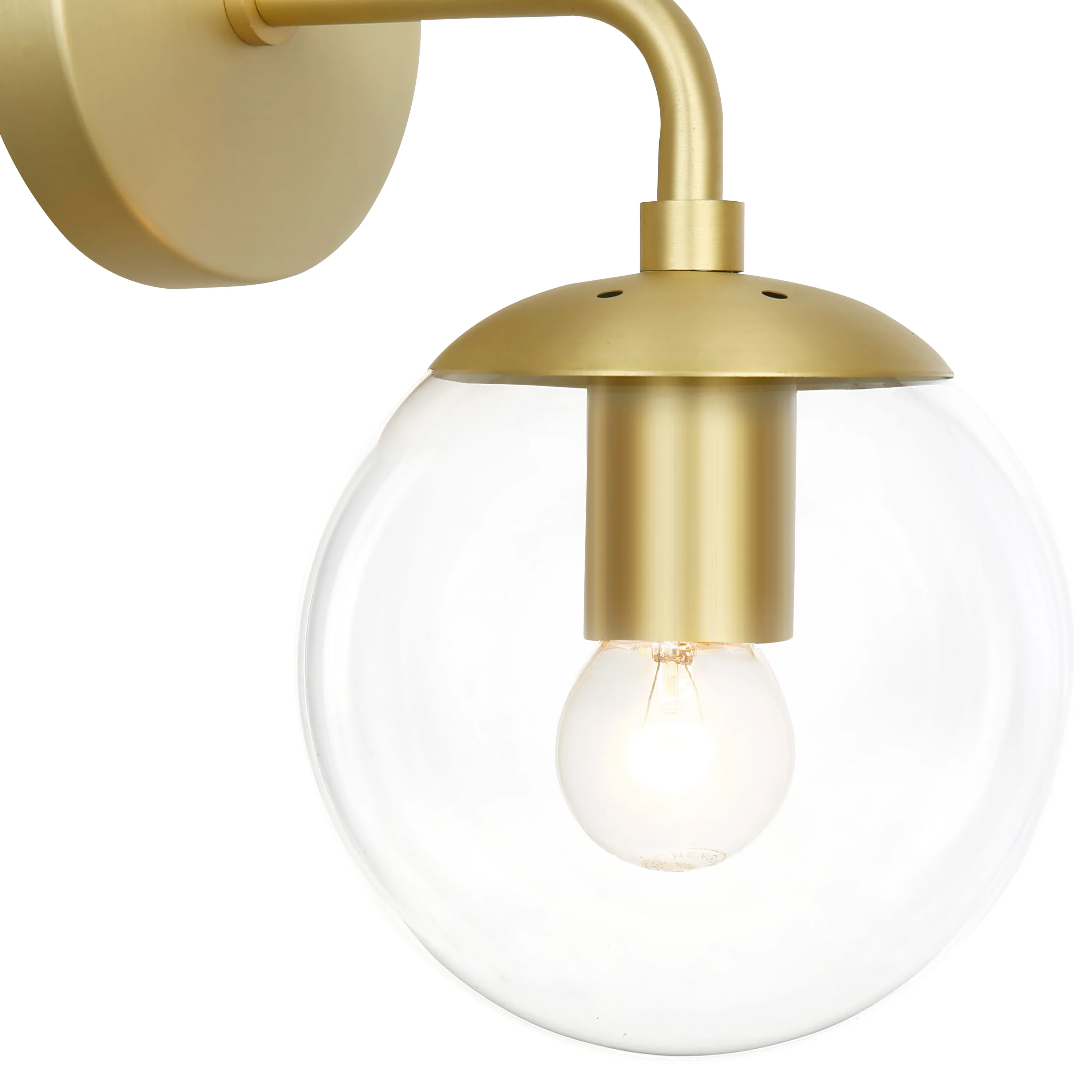 Zeno Globe Wall Sconce | Brushed Brass/Clear - Image 15