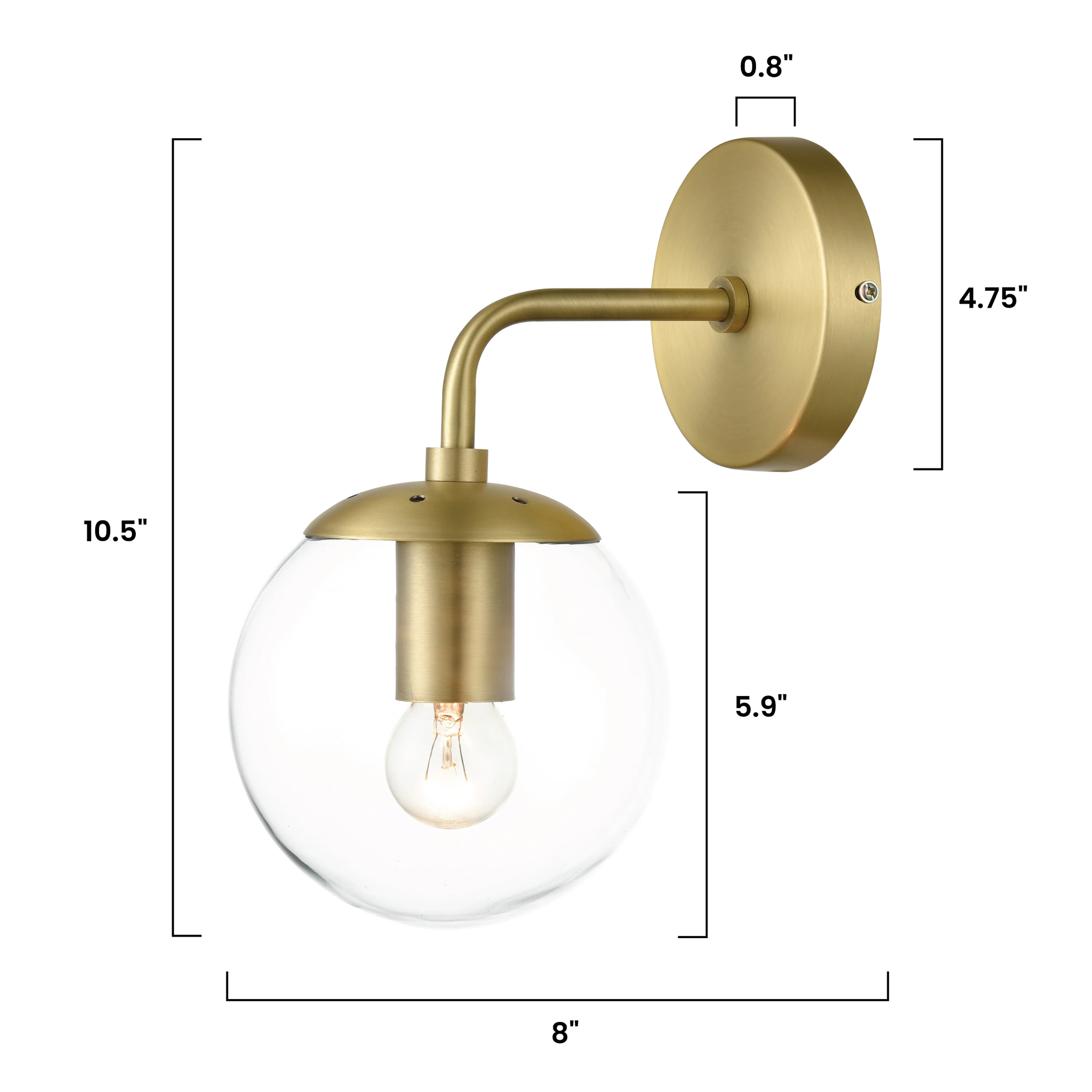 Zeno Globe Wall Sconce | Brushed Brass/Clear - Image 16