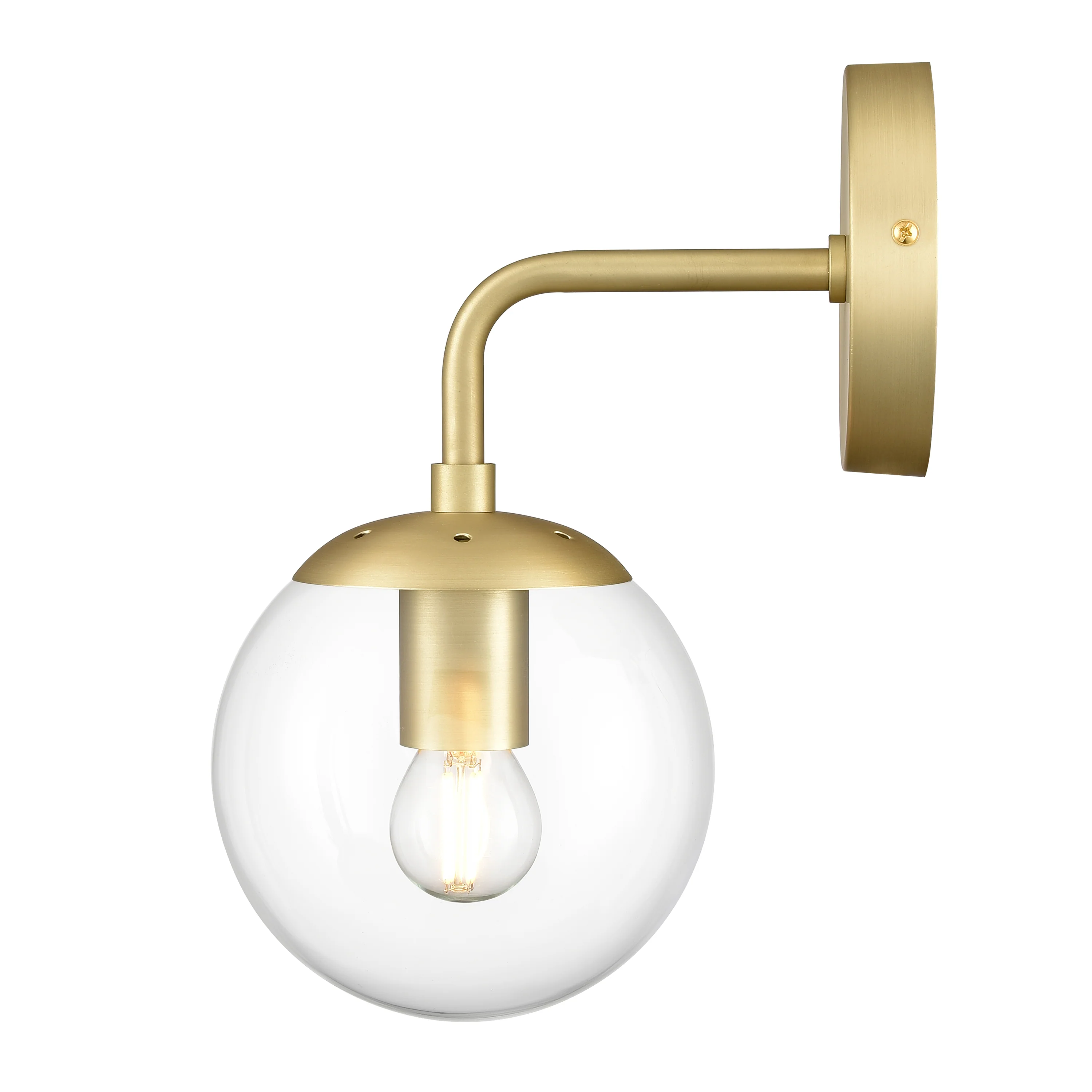 Zeno Globe Wall Sconce | Brushed Brass/Clear - Image 7