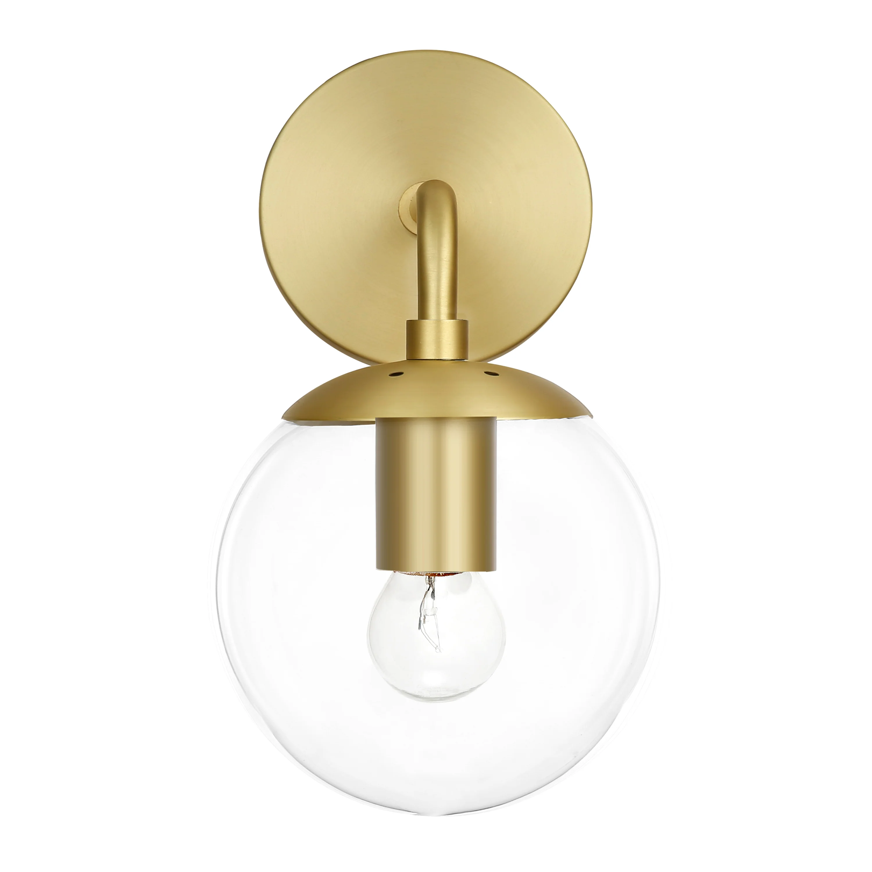 Zeno Globe Wall Sconce | Brushed Brass/Clear - Image 8