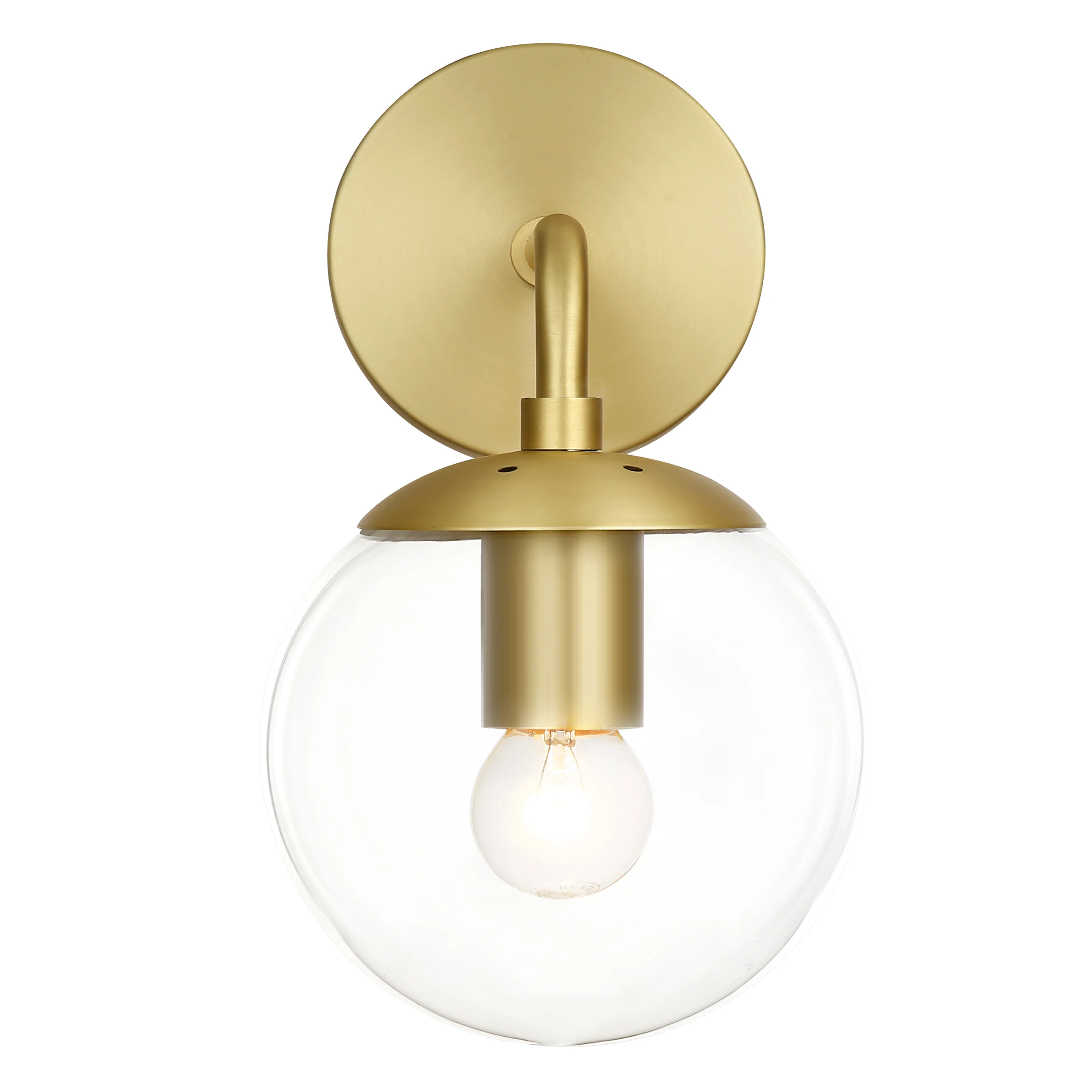 Zeno Globe Wall Sconce | Brushed Brass/Clear - Image 9