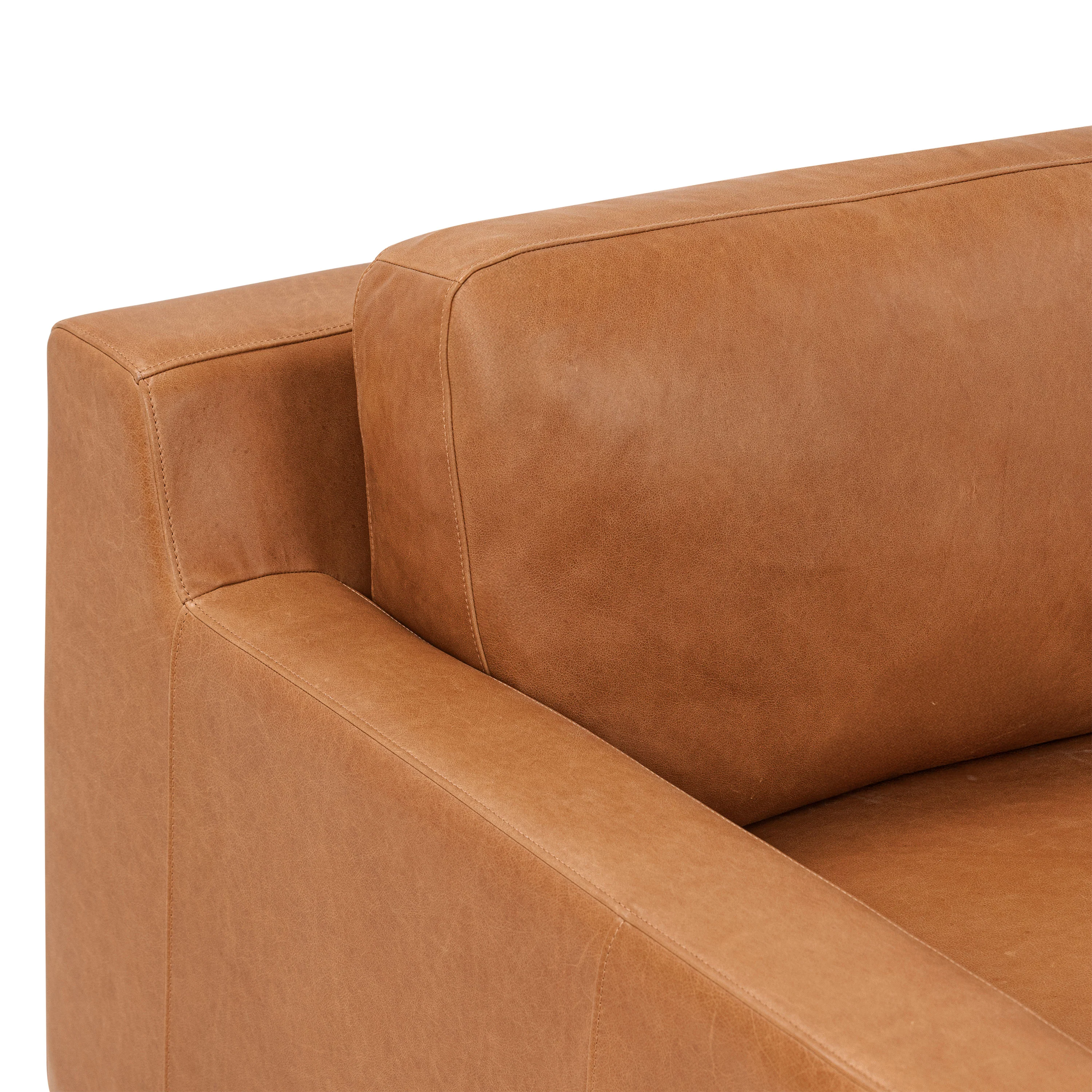 Zyon 105.5" Leather Reversible Chaise Sectional Sofa | Saddle Tan - Image 11