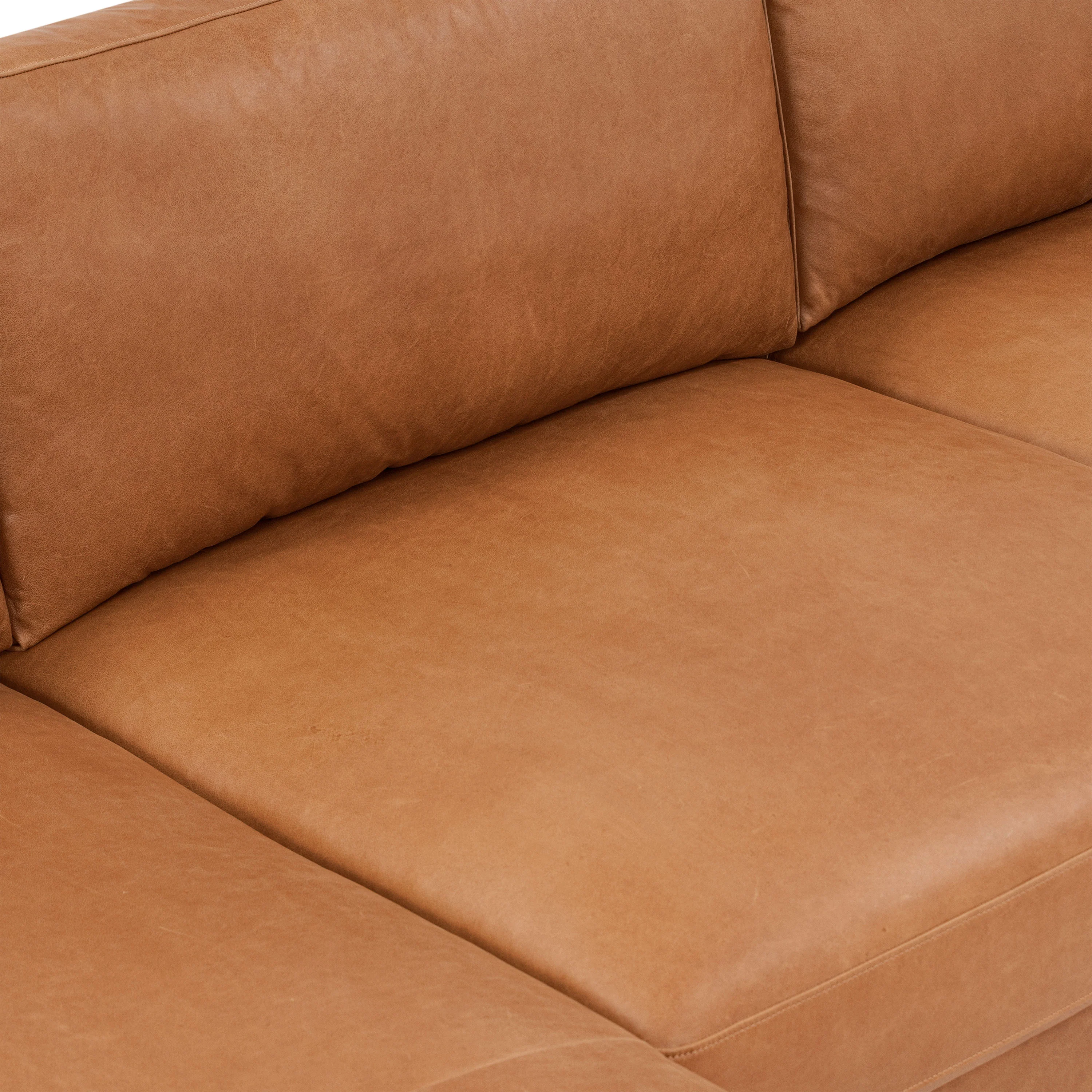 Zyon 105.5" Leather Reversible Chaise Sectional Sofa | Saddle Tan - Image 12