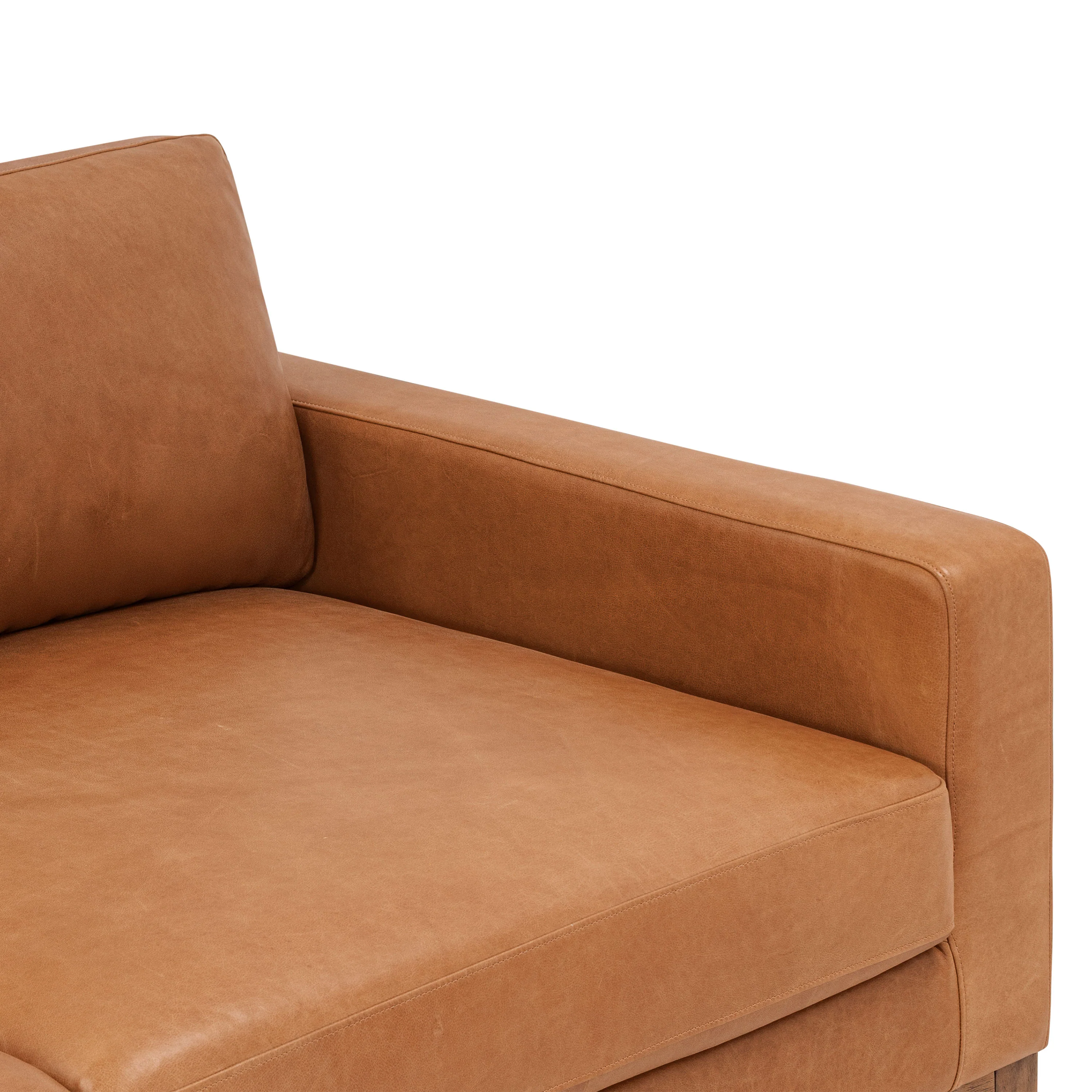 Zyon 105.5" Leather Reversible Chaise Sectional Sofa | Saddle Tan - Image 13
