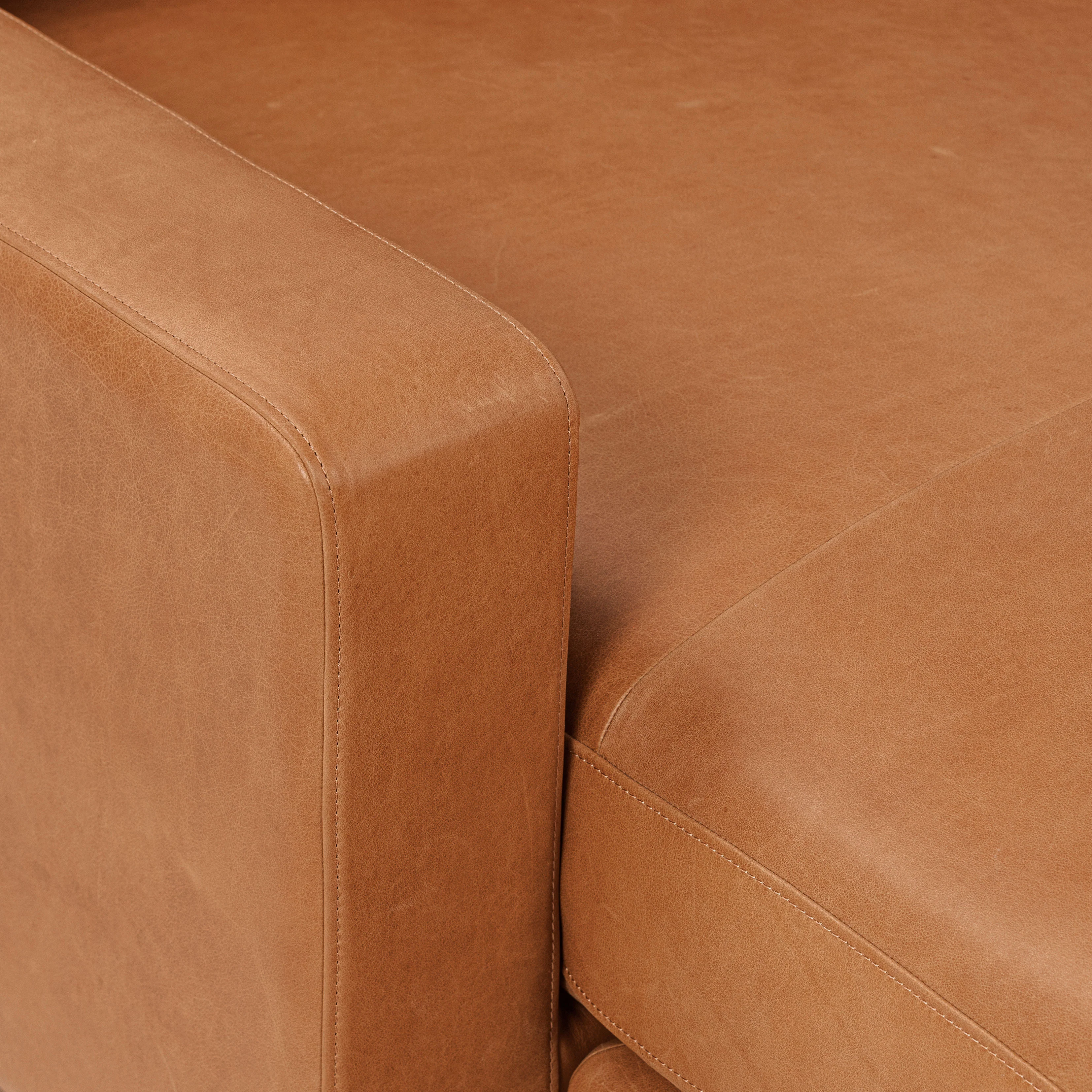 Zyon 105.5" Leather Reversible Chaise Sectional Sofa | Saddle Tan - Image 14