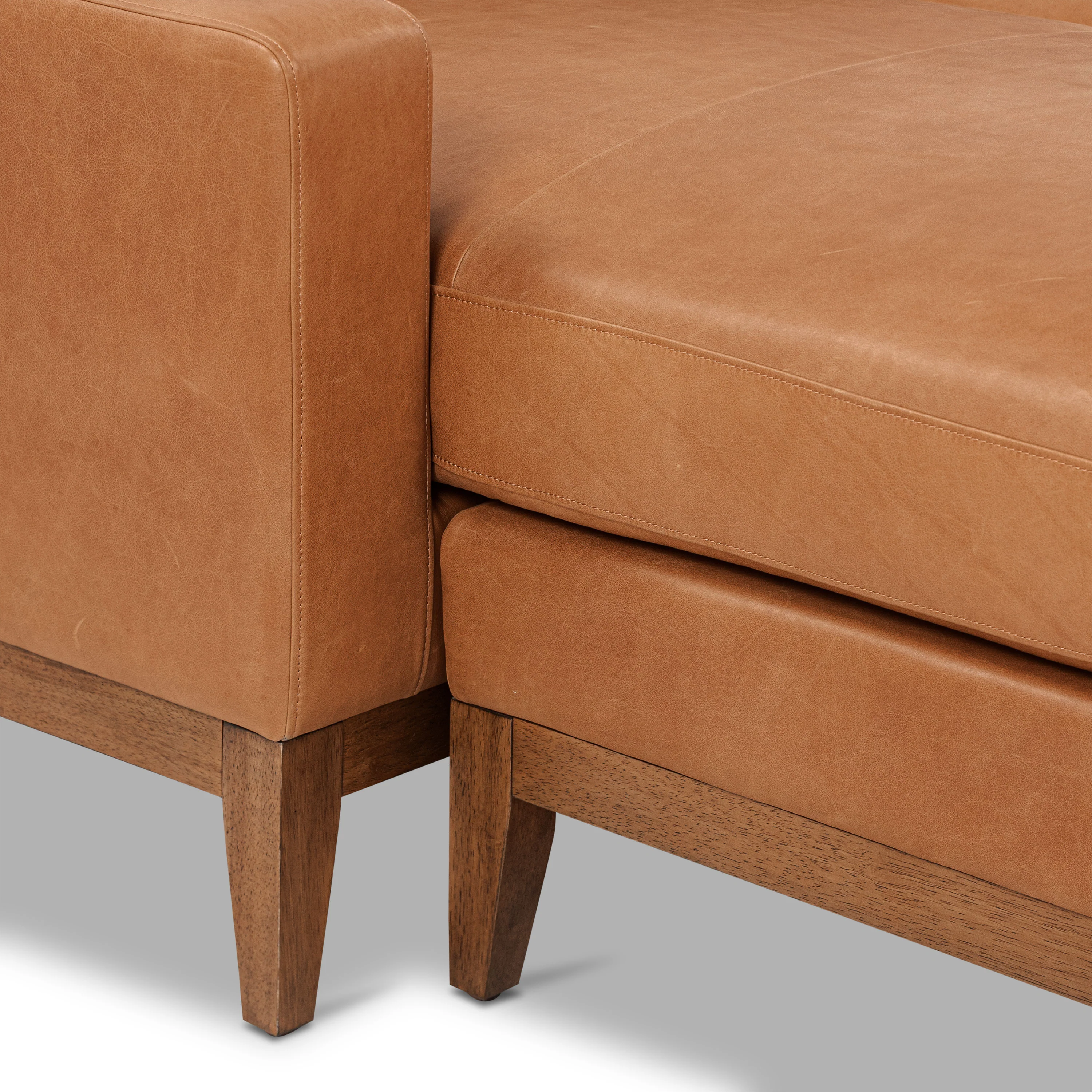 Zyon 105.5" Leather Reversible Chaise Sectional Sofa | Saddle Tan - Image 15