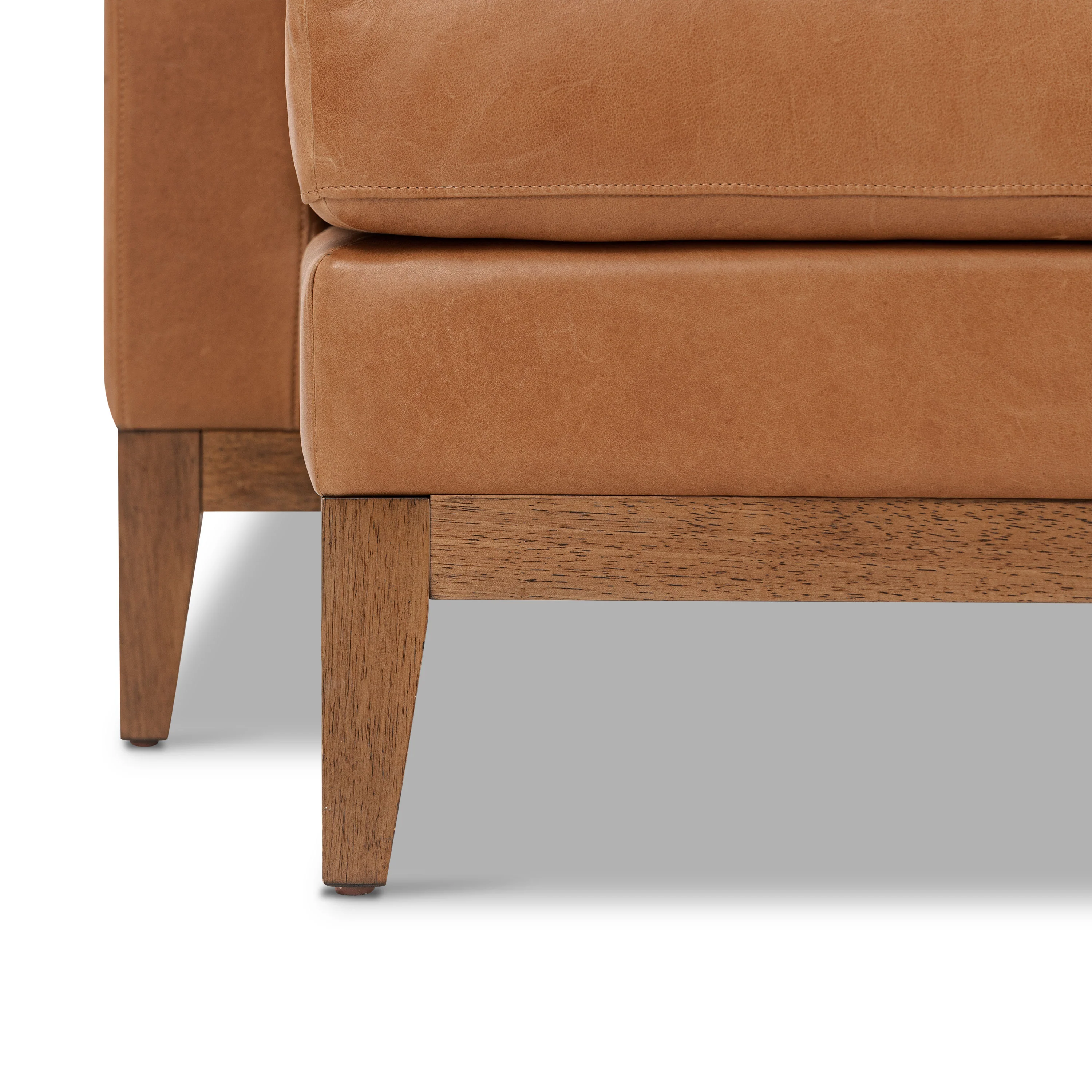 Zyon 105.5" Leather Reversible Chaise Sectional Sofa | Saddle Tan - Image 16