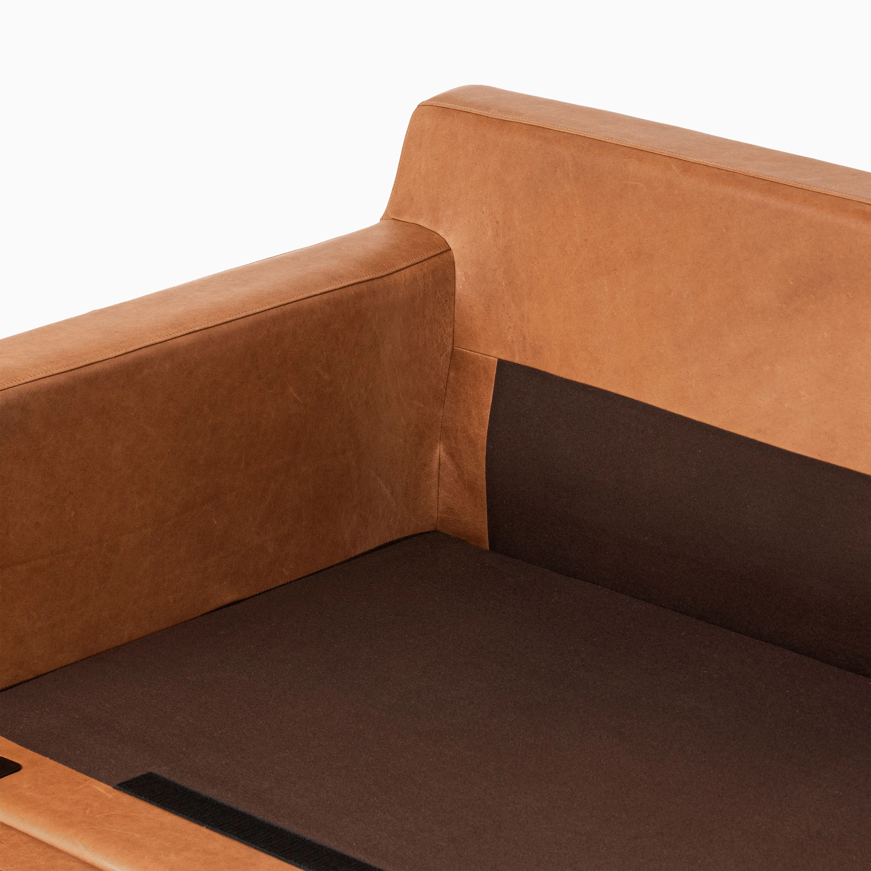 Zyon 105.5" Leather Reversible Chaise Sectional Sofa | Saddle Tan - Image 17
