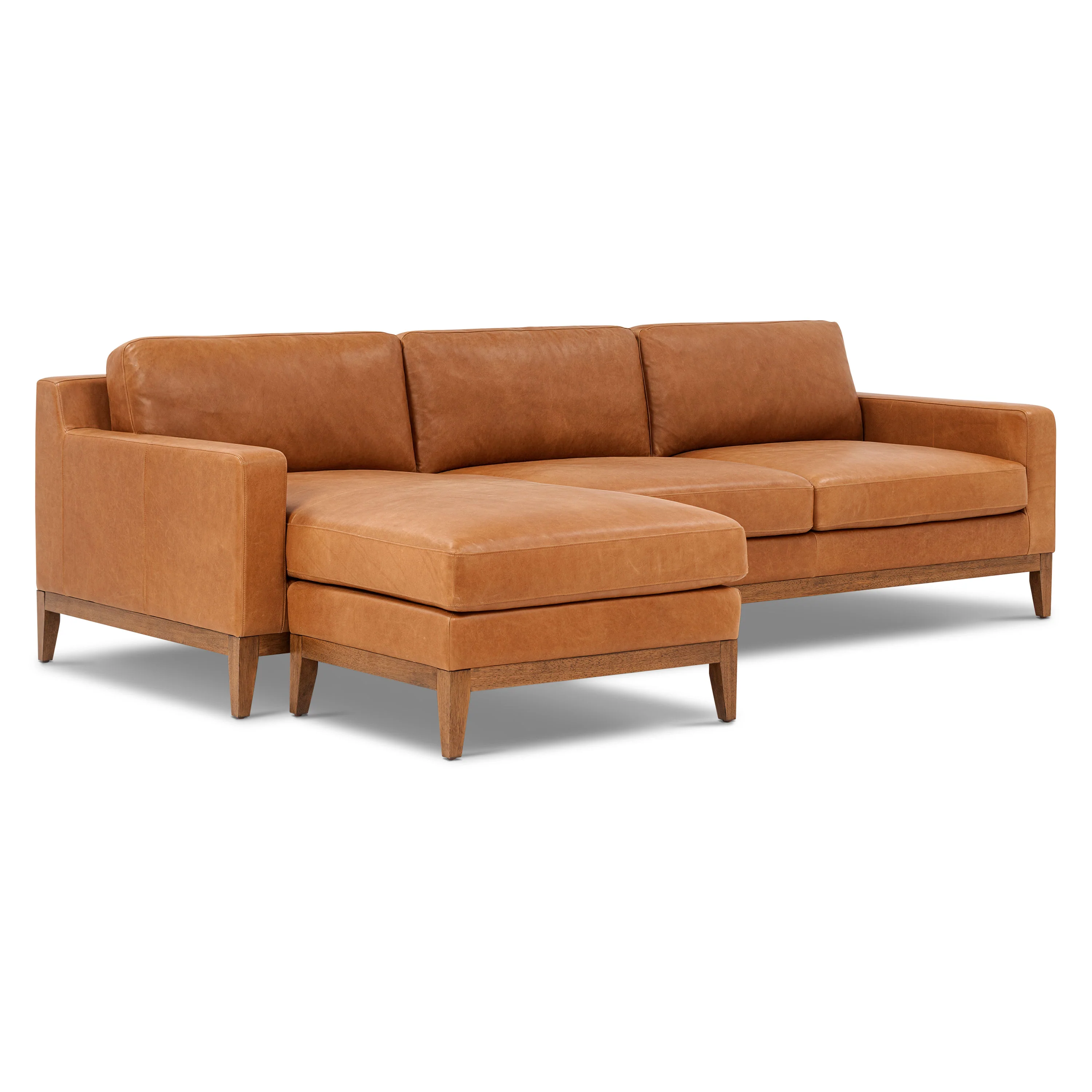 Zyon 105.5" Leather Reversible Chaise Sectional Sofa | Saddle Tan - Image 4