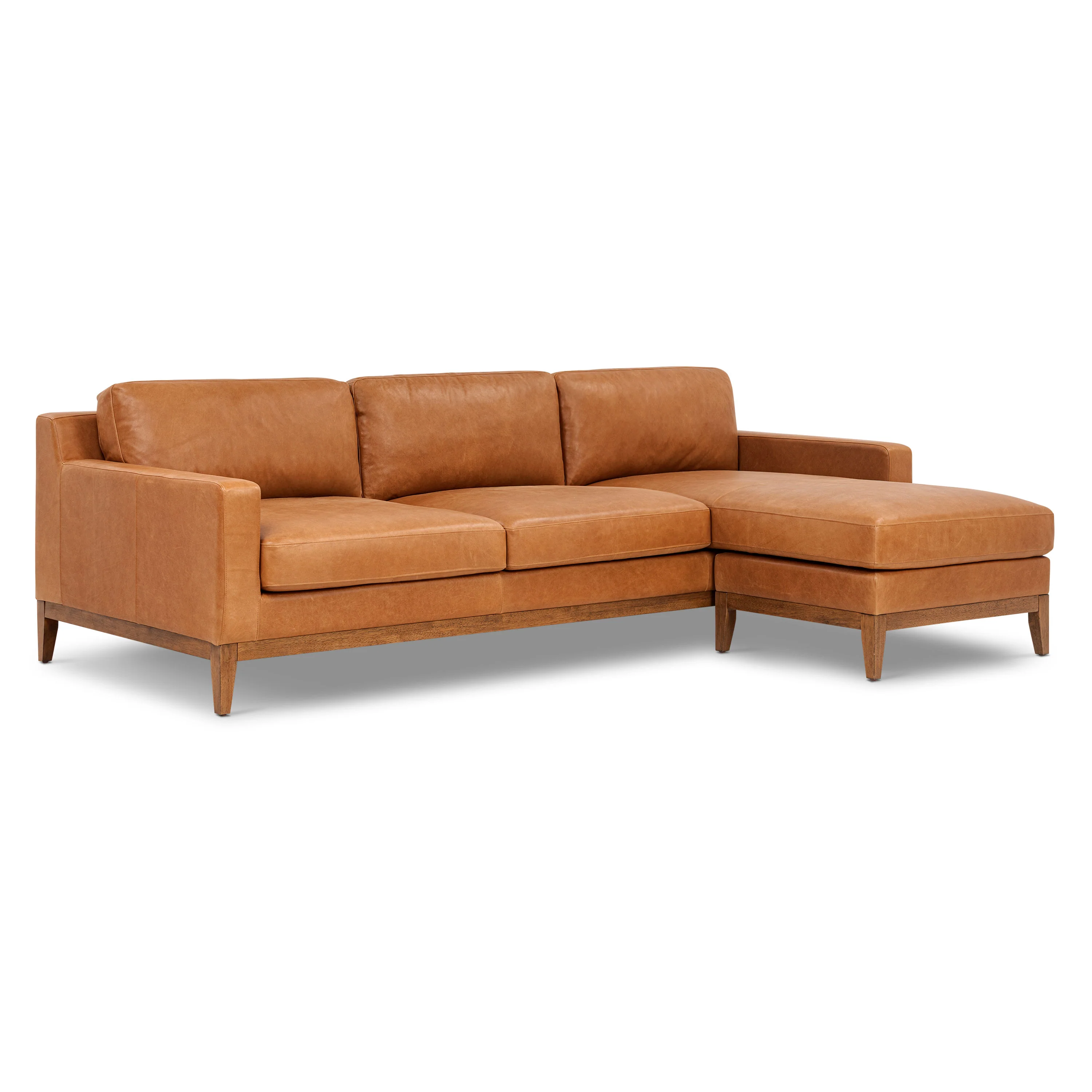 Zyon 105.5" Leather Reversible Chaise Sectional Sofa | Saddle Tan - Image 5