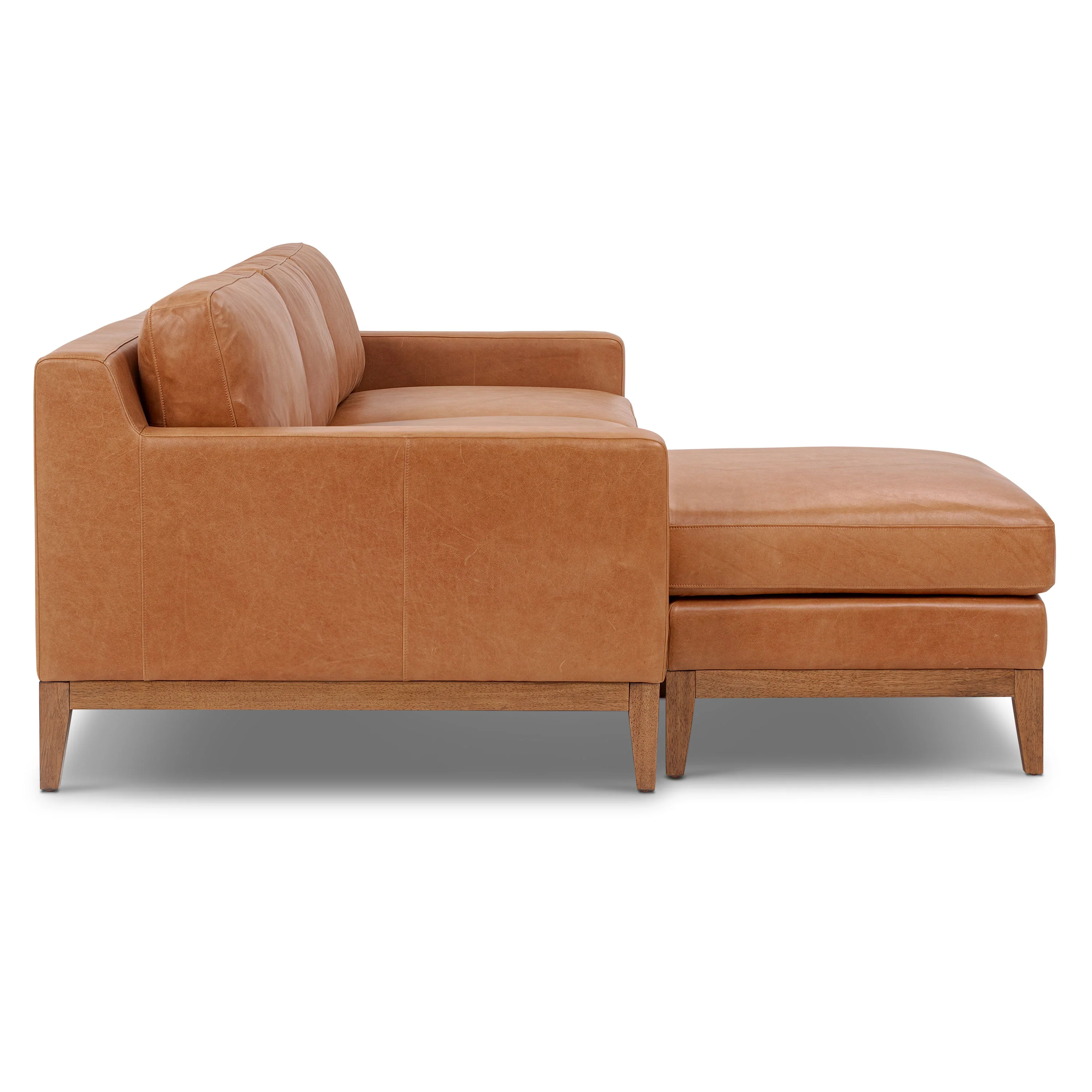 Zyon 105.5" Leather Reversible Chaise Sectional Sofa | Saddle Tan - Image 6