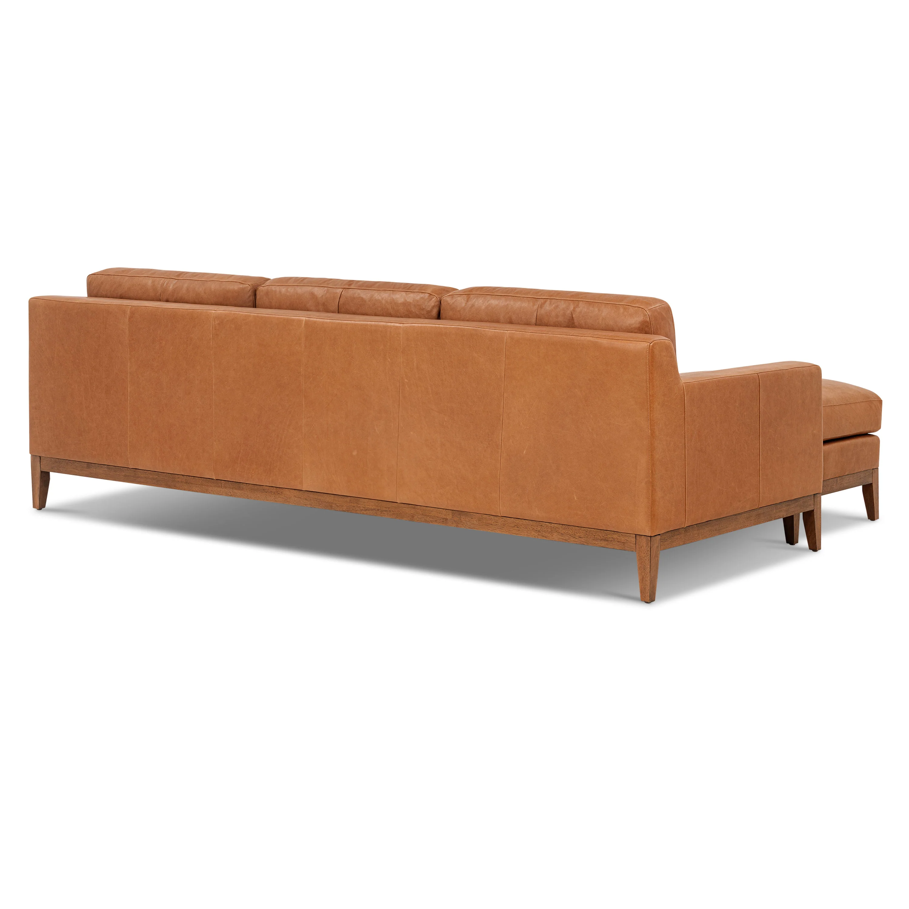Zyon 105.5" Leather Reversible Chaise Sectional Sofa | Saddle Tan - Image 7