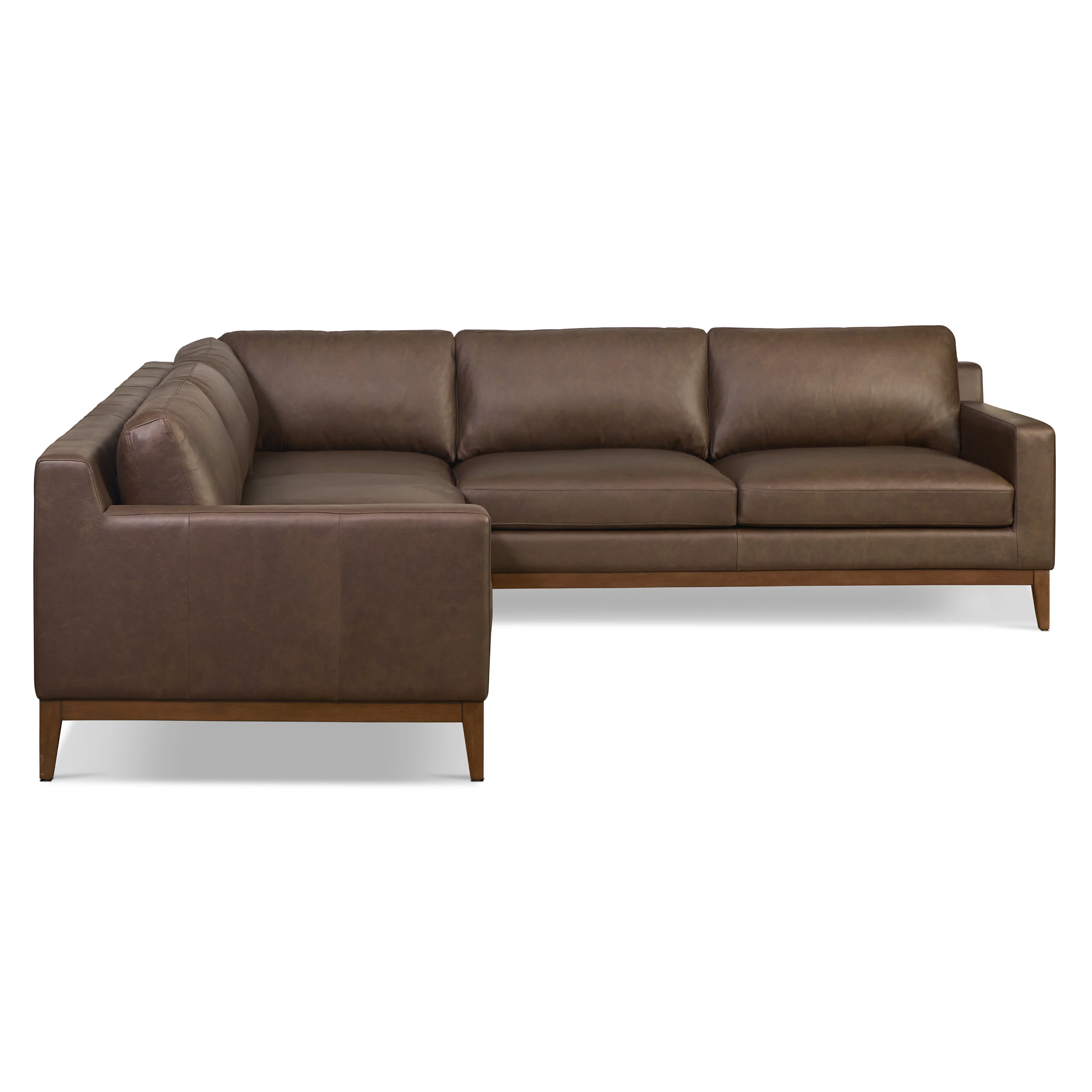 Zyon 116" Leather L-Shaped Corner Sectional Sofa | Bridle Brown - Image 3
