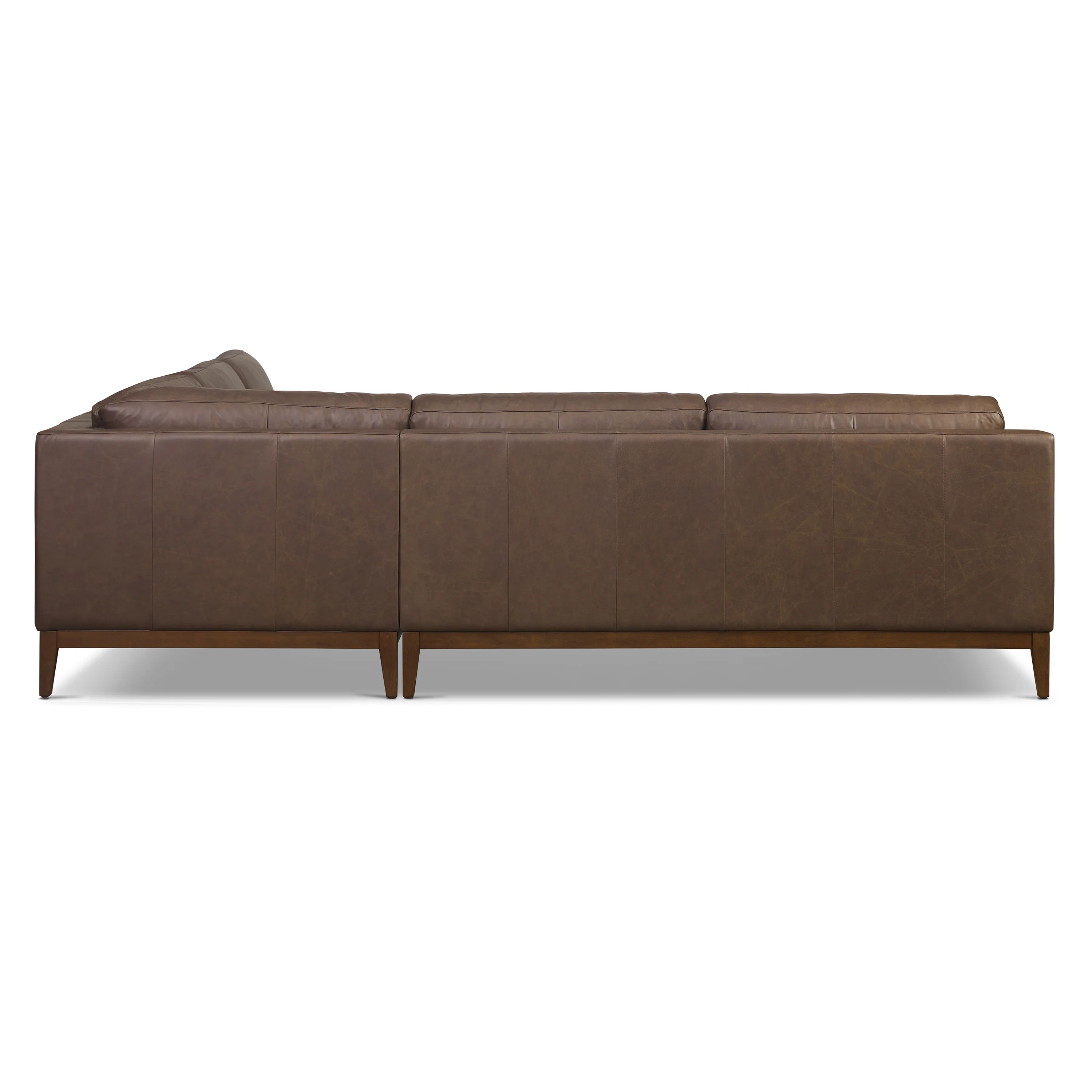 Zyon 116" Leather L-Shaped Corner Sectional Sofa | Bridle Brown - Image 4
