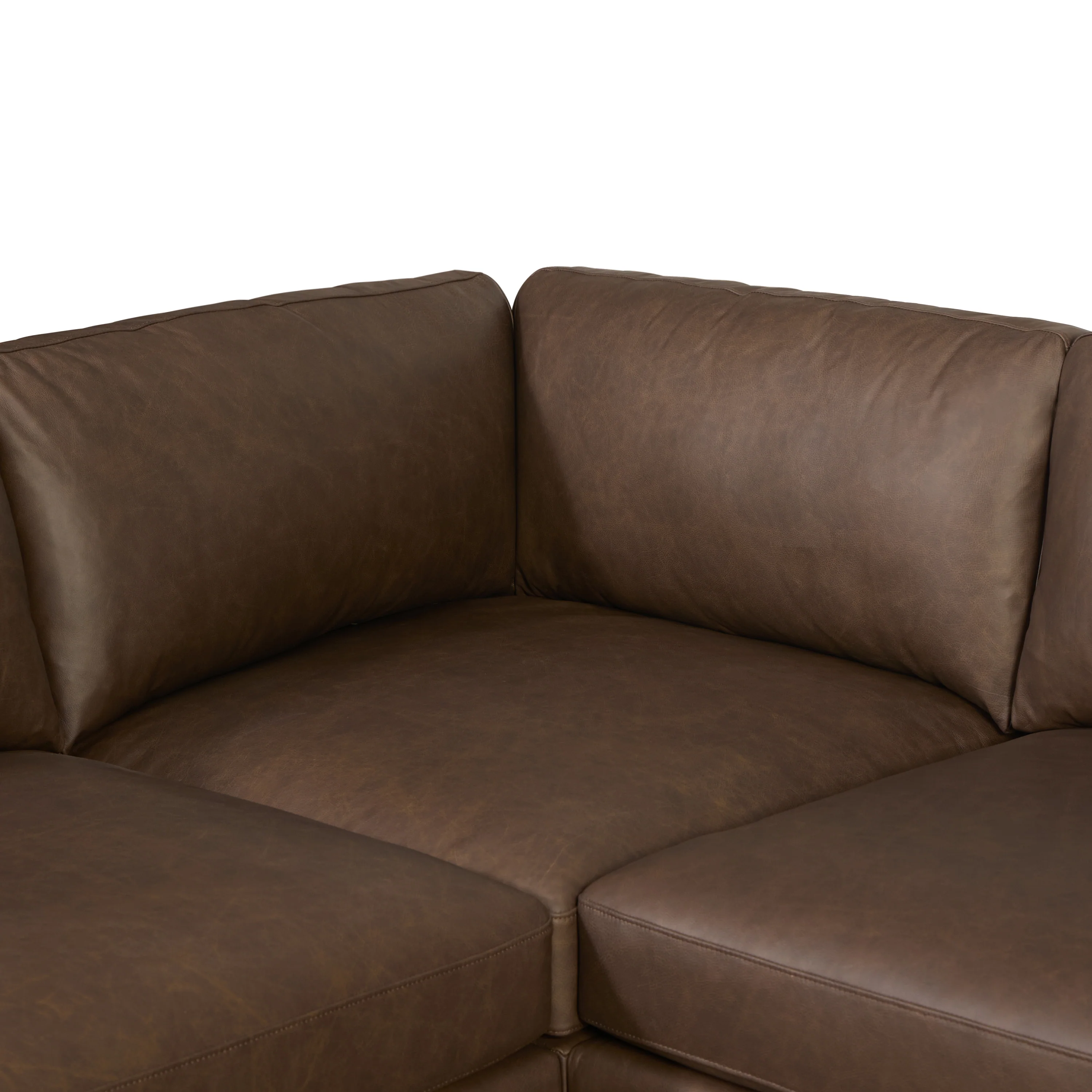Zyon 116" Leather L-Shaped Corner Sectional Sofa | Bridle Brown - Image 8