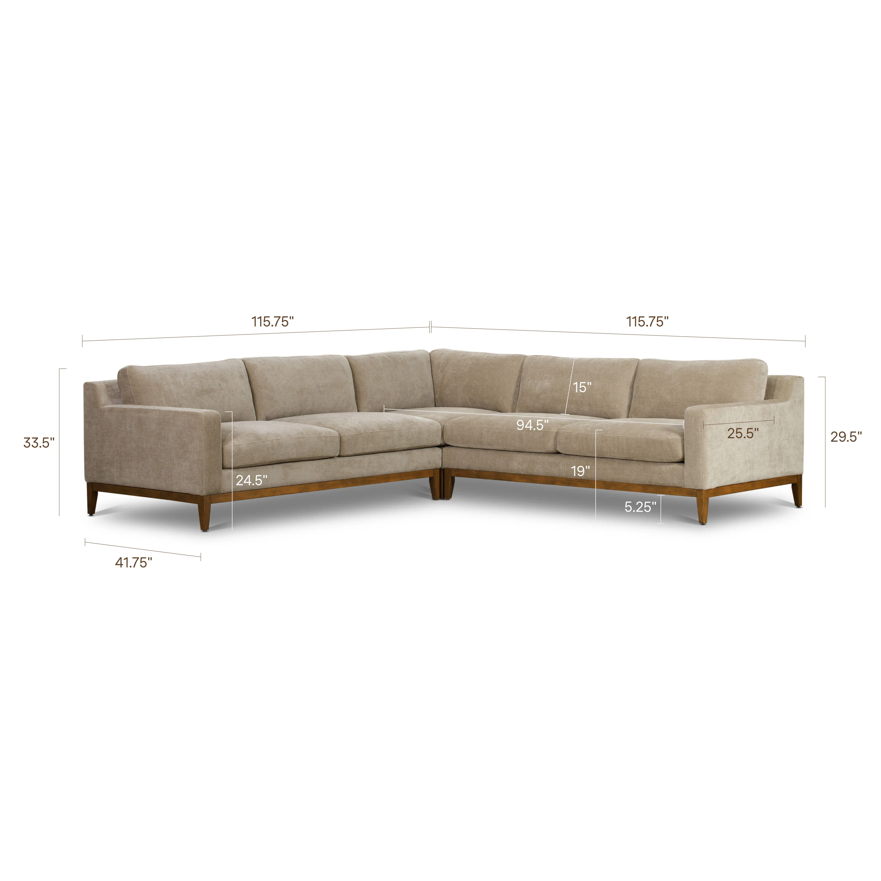 Zyon 116" Corner Sectional | Canvas Brown - Image 18