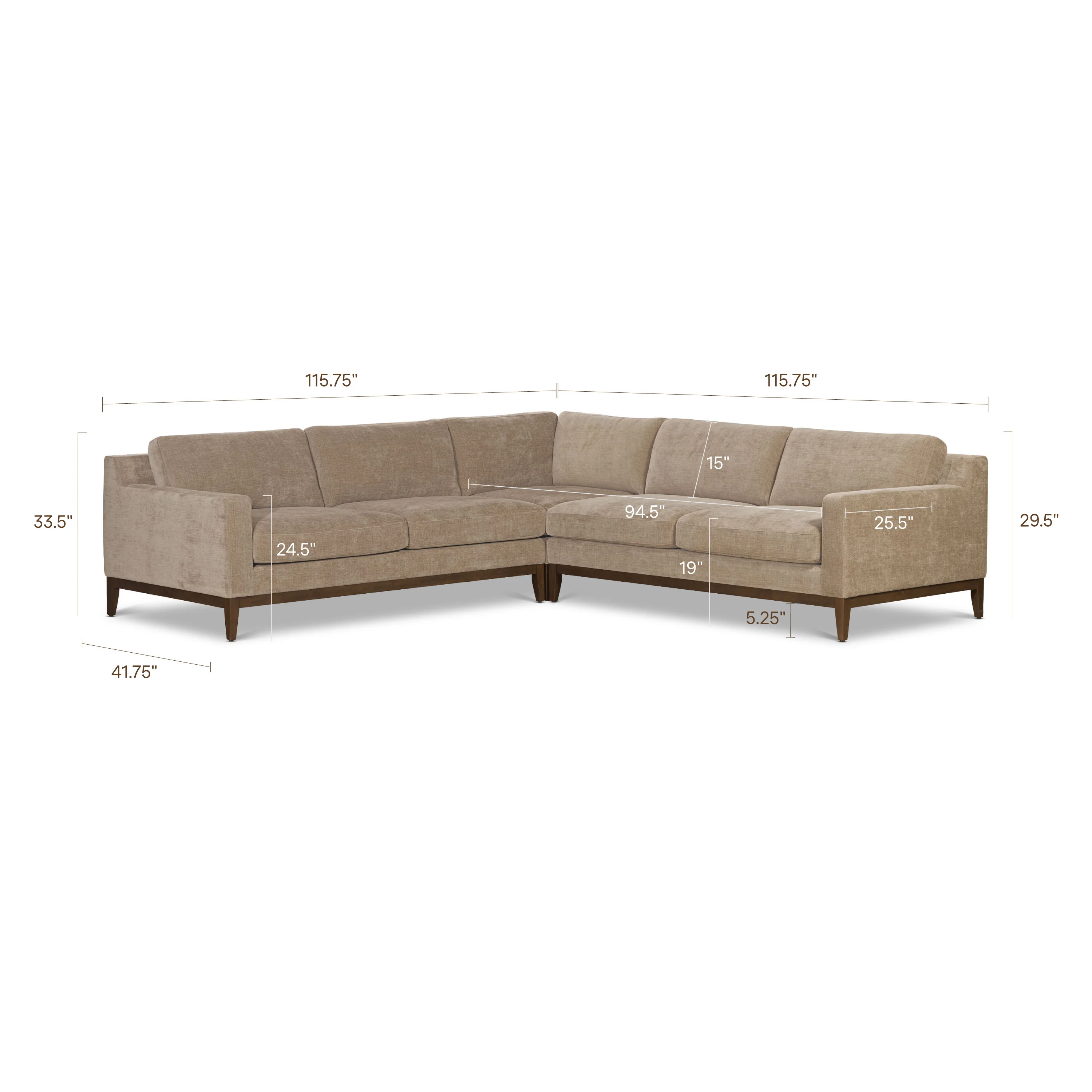 Zyon 116" Corner Sectional | Clove Brown - Image 15
